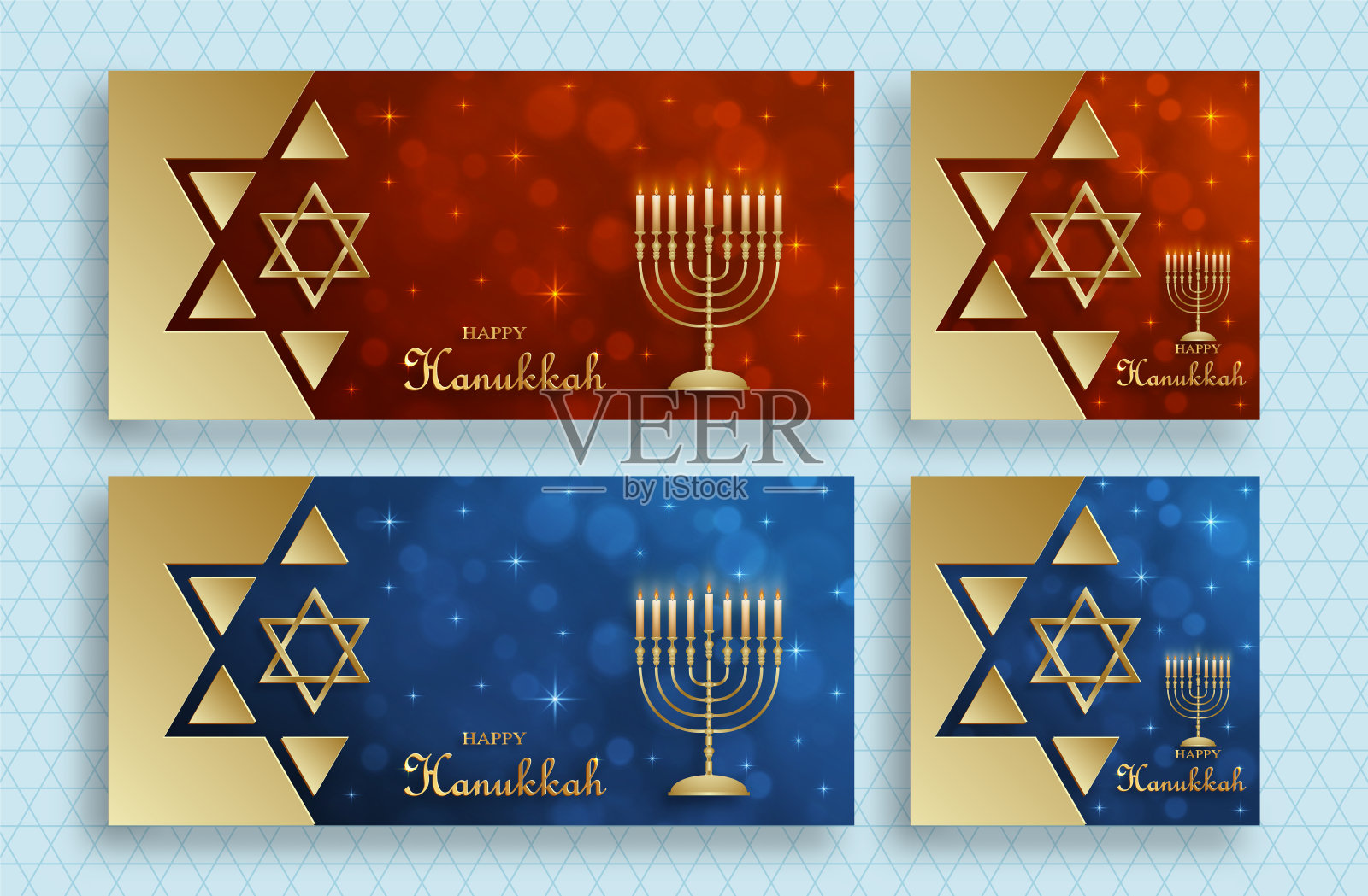 光明节快乐套装卡片设计模板素材