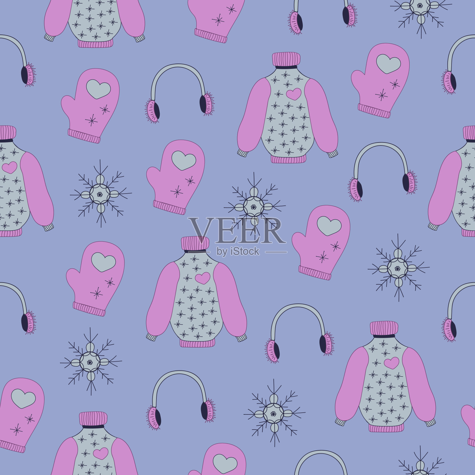 冬衣，无缝花样插画图片素材