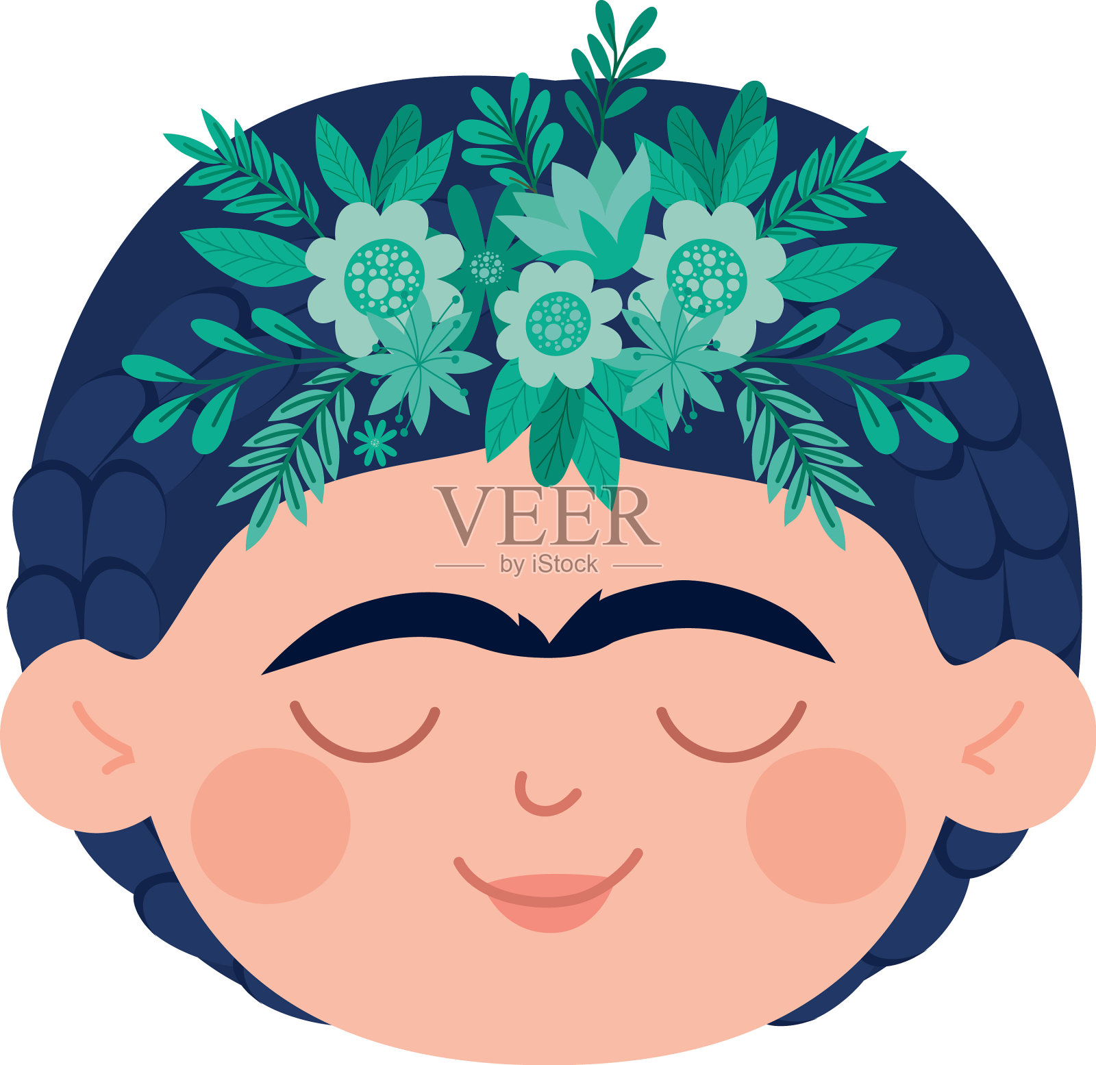 微笑的弗里达•卡罗插画图片素材