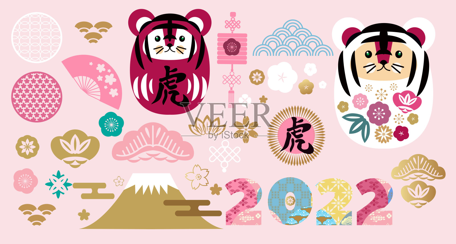 2022年中国新年集合元素设计模板素材