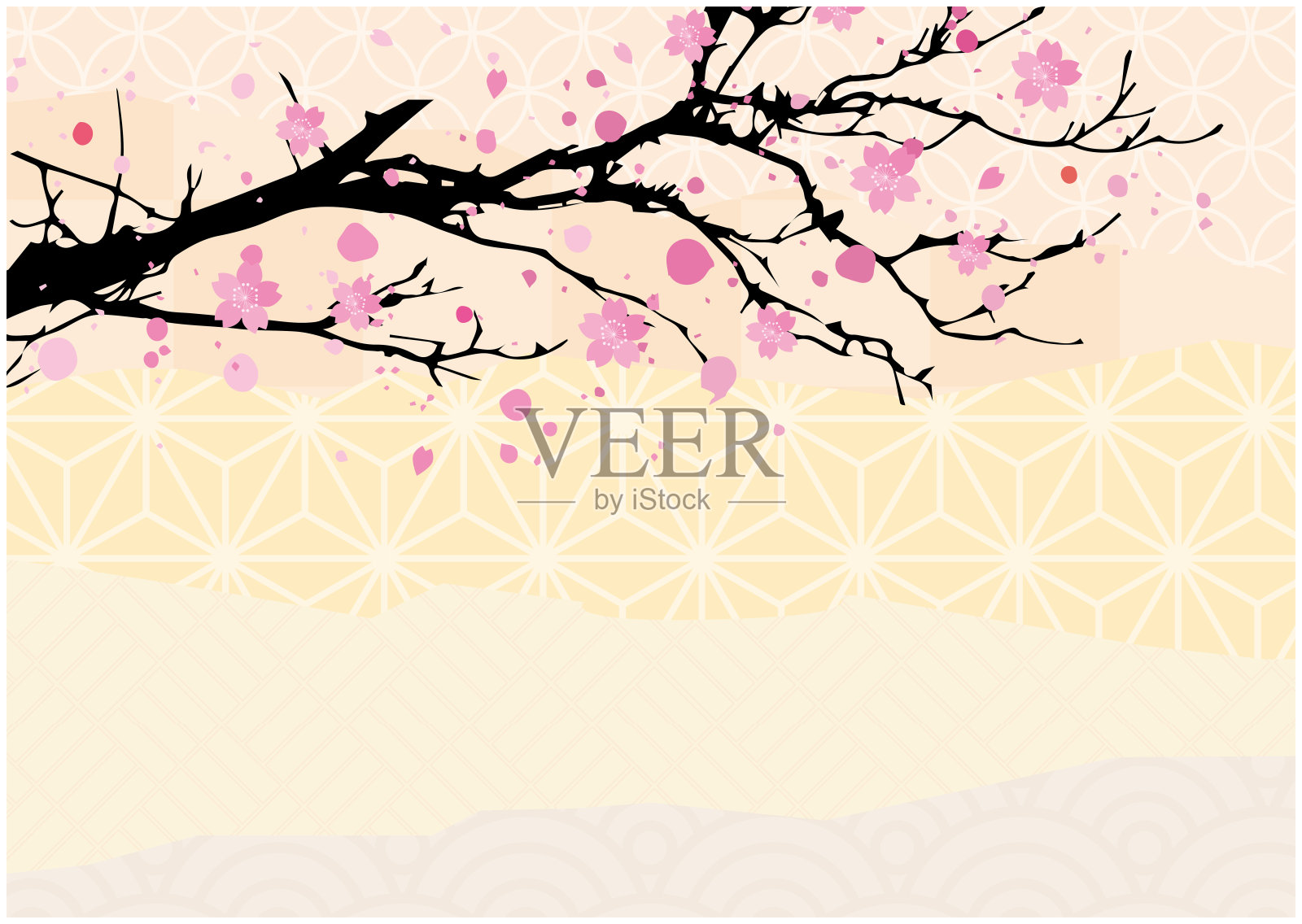 春天樱花背景插画图片素材