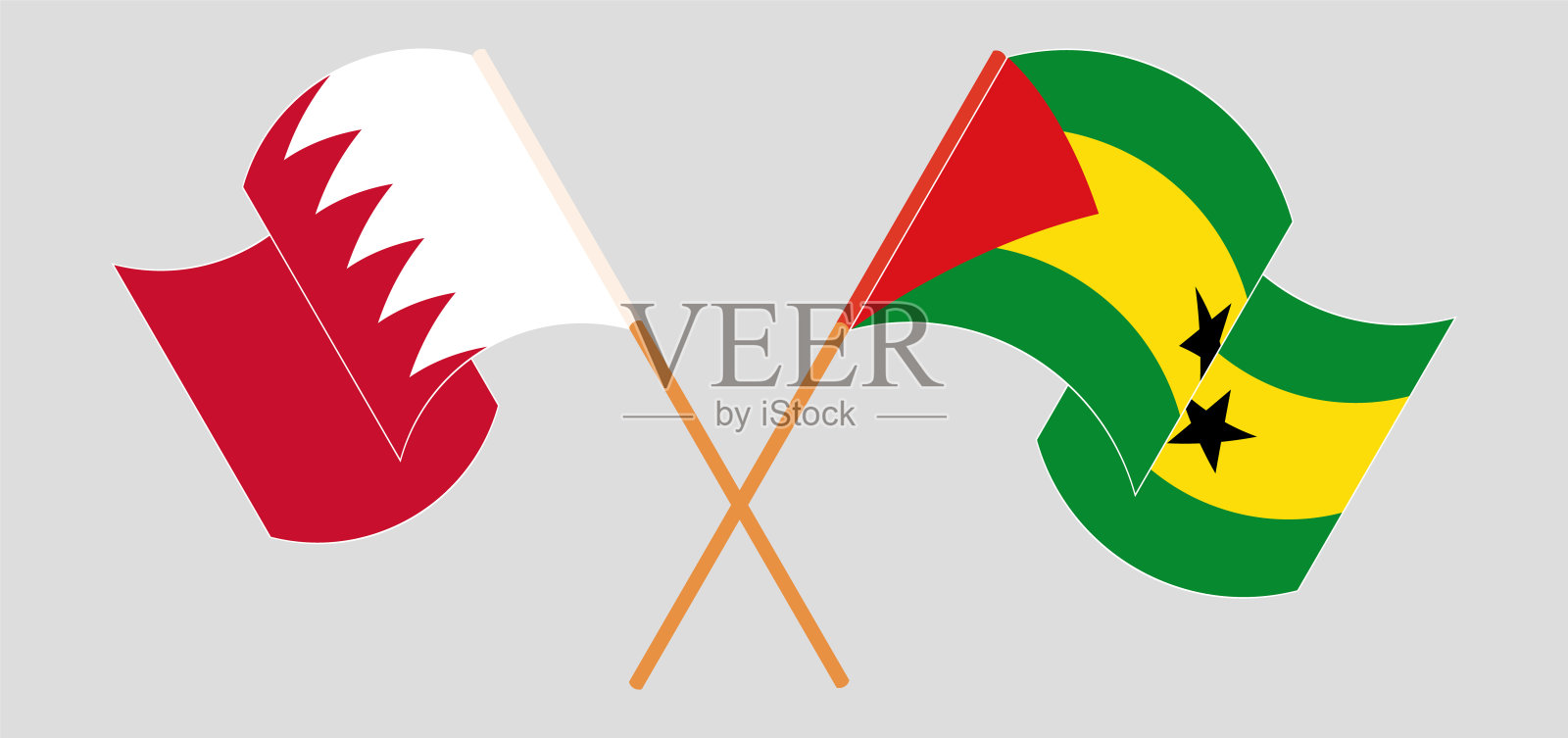 巴林、圣多美和普林西比的旗帜飘扬设计元素图片