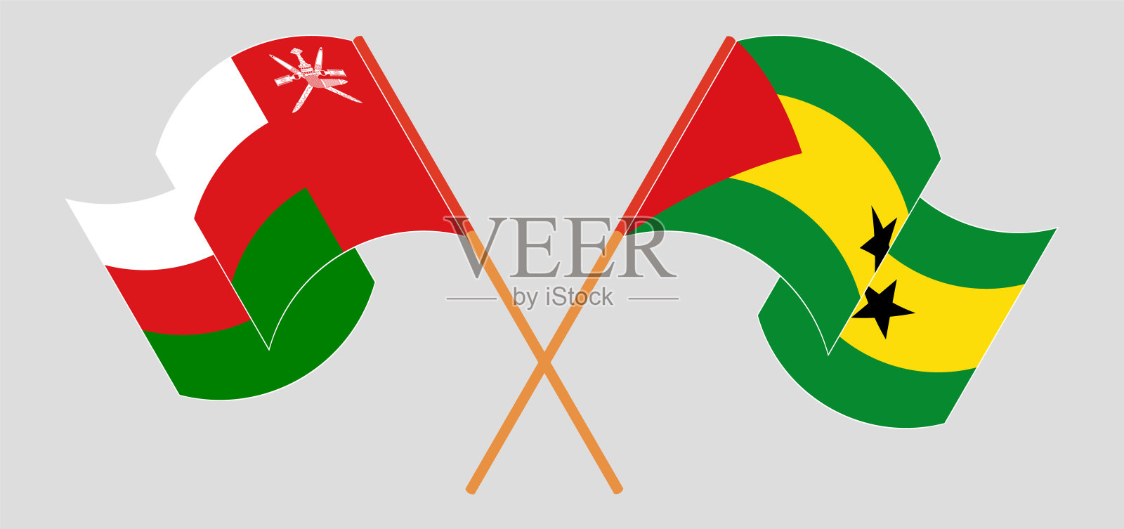阿曼、圣多美和普林西比的旗帜飘扬设计元素图片