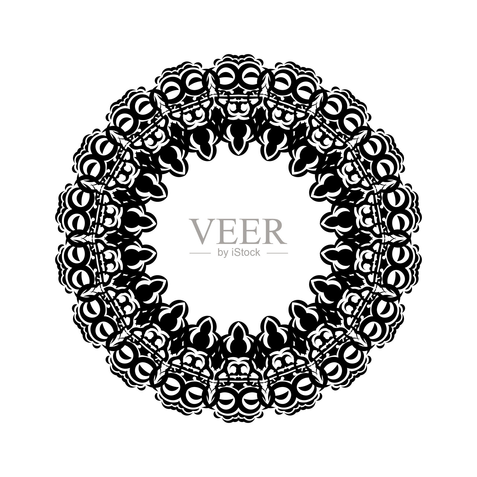 印度的曼荼罗是黑白相间的。圆形的点缀。矢量插图。插画图片素材