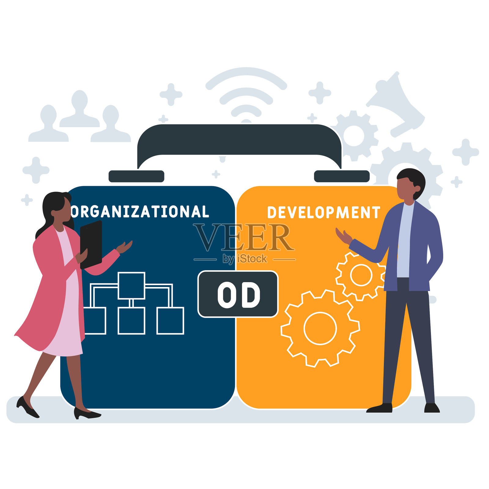 WeOD -组织发展的缩写插画图片素材