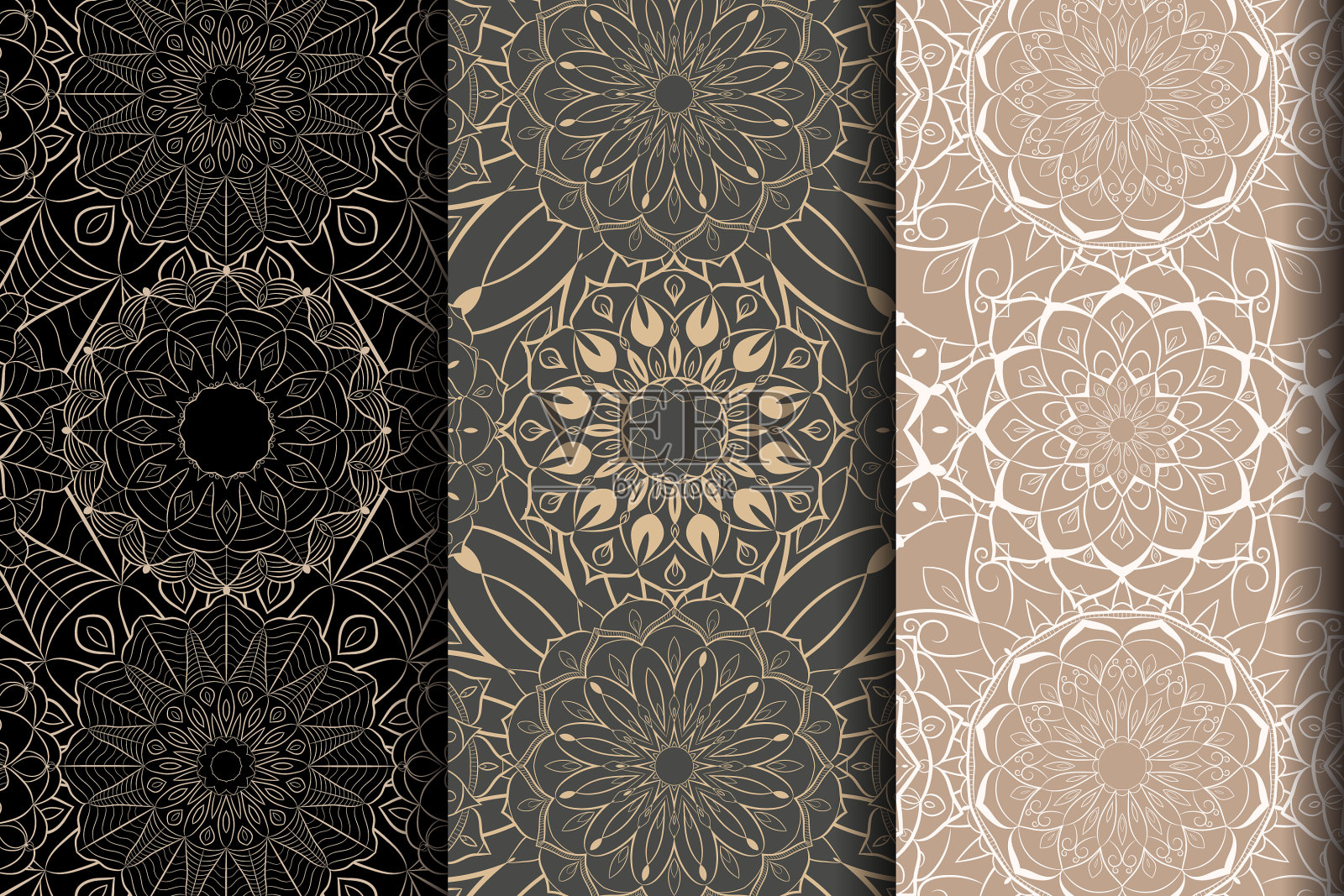 创意集无缝曼荼罗图案艺术插画图片素材