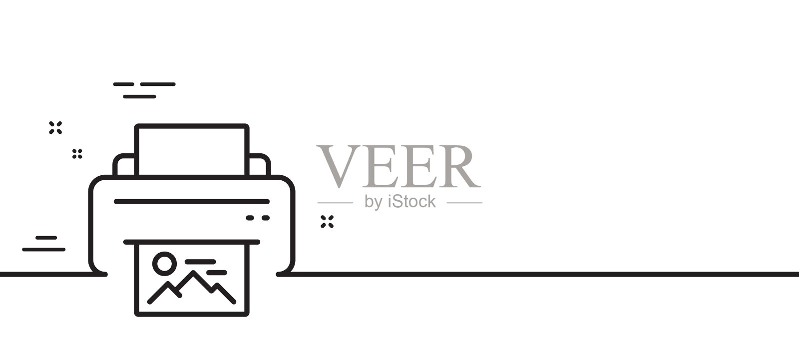 打印图像行图标照片打印机符号极小设计元素图片