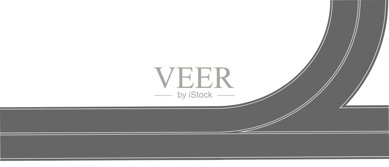 直转弯道路俯视图。公路部分有标记。沥青道路元素的城市地图孤立在白色背景。矢量平面插图插画图片素材