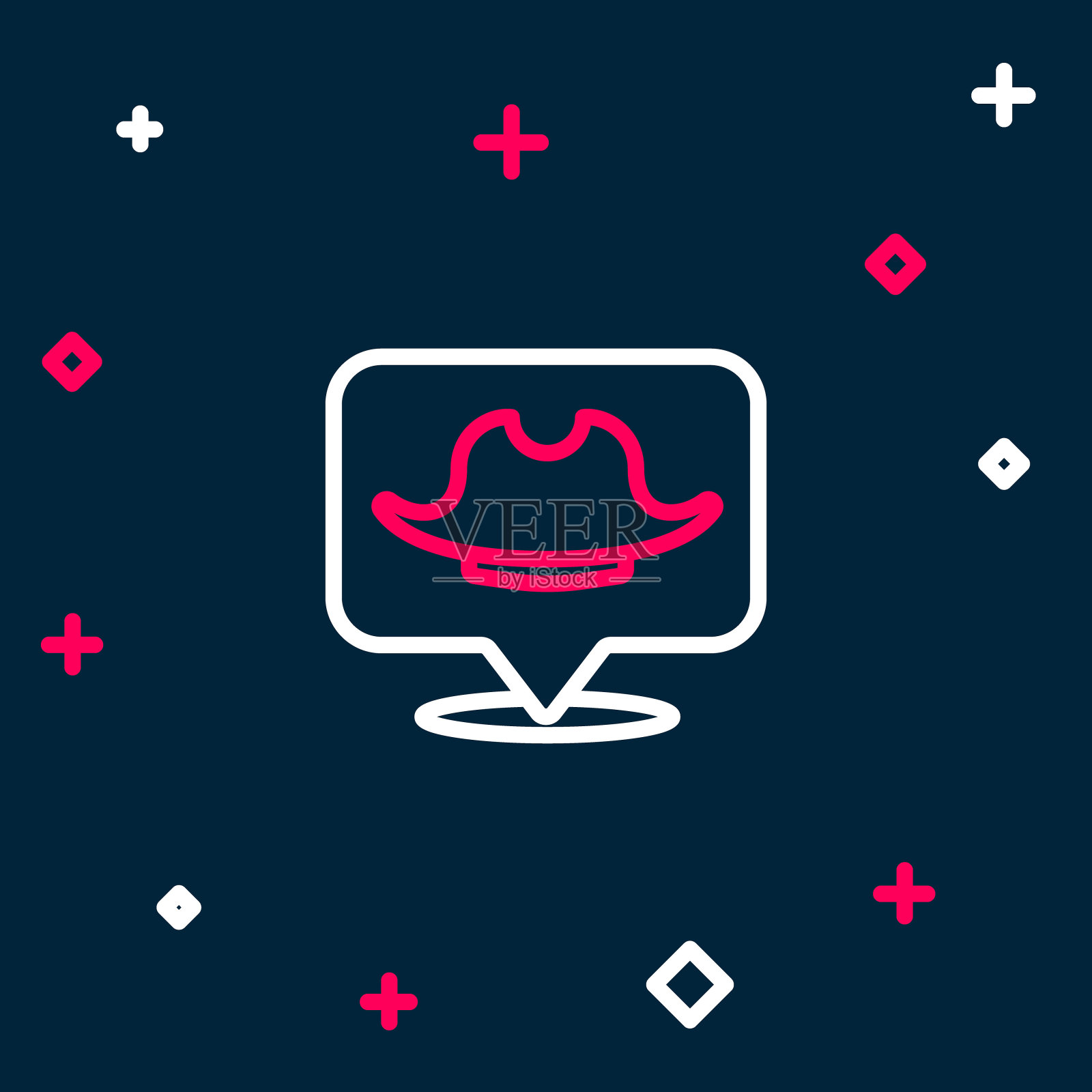 线位置海盗图标孤立在蓝色背景。色彩斑斓的轮廓的概念。向量插画图片素材