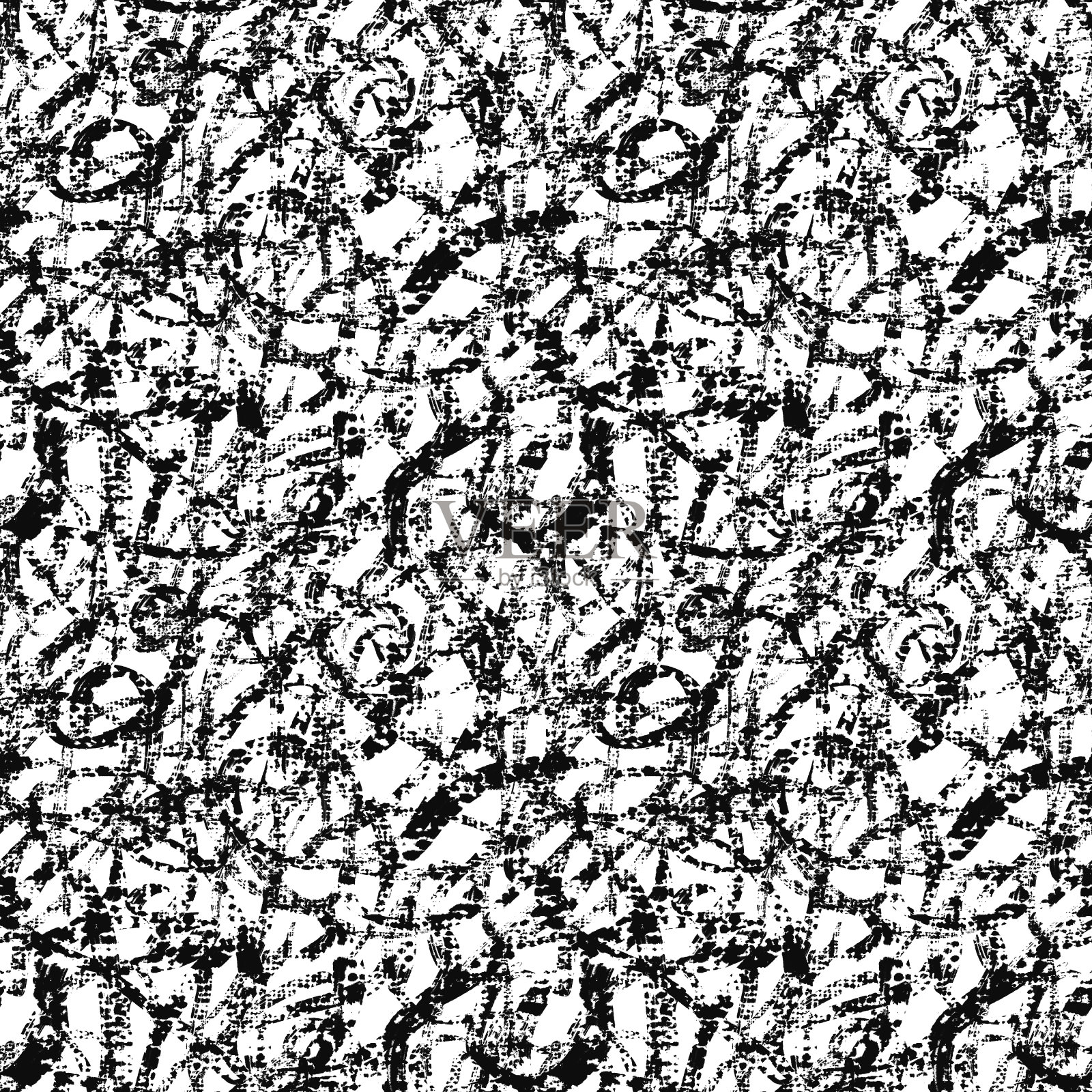 抽象的涂鸦。黑白干笔画。无缝的单色模式。照片摄影图片