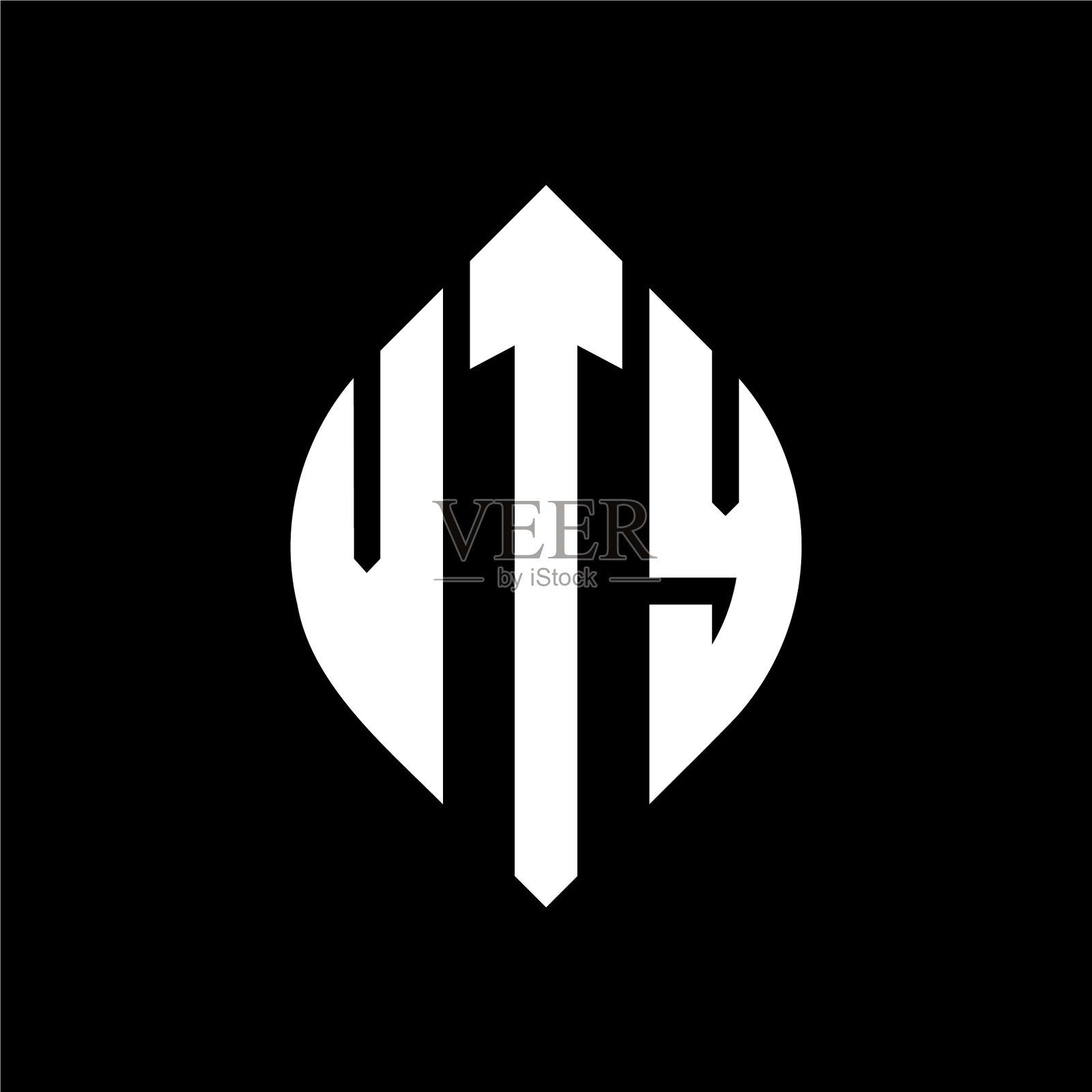 Vty圆形字母标志设计与圆形和插画图片素材