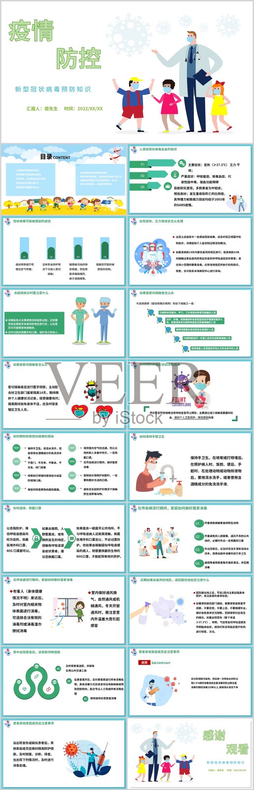 疫情防控疫情防护新型冠状病毒预防知识PPT模板设计模板素材