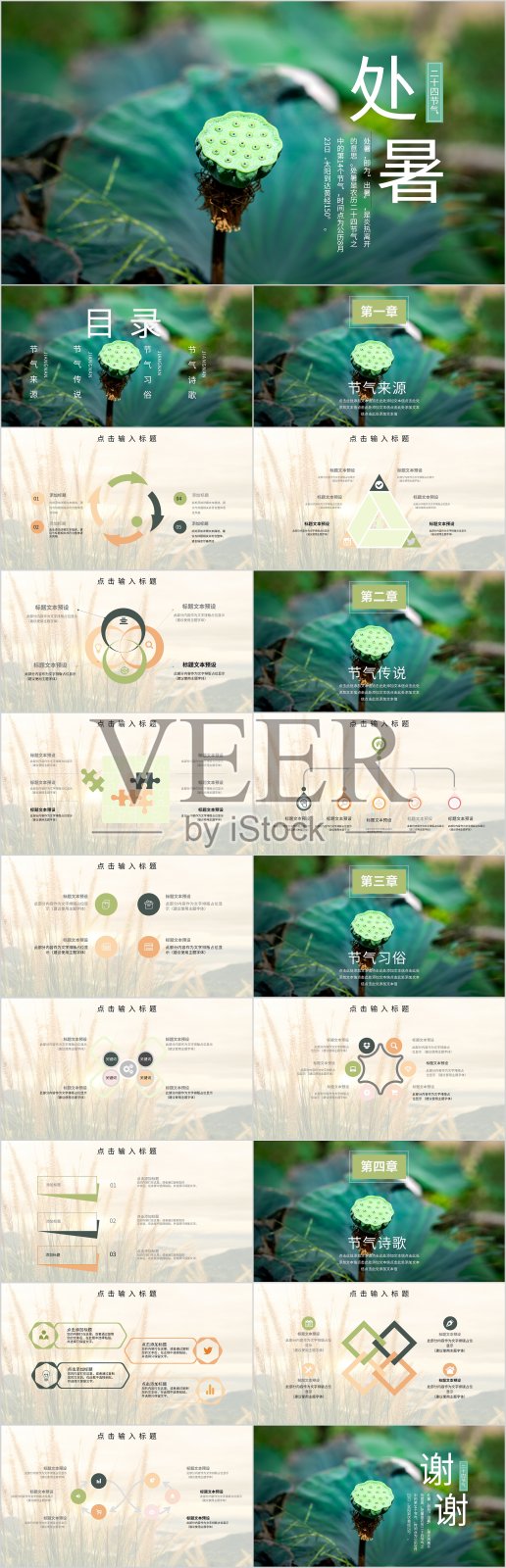 清新传统节日处暑活动策划PPT模板设计模板素材