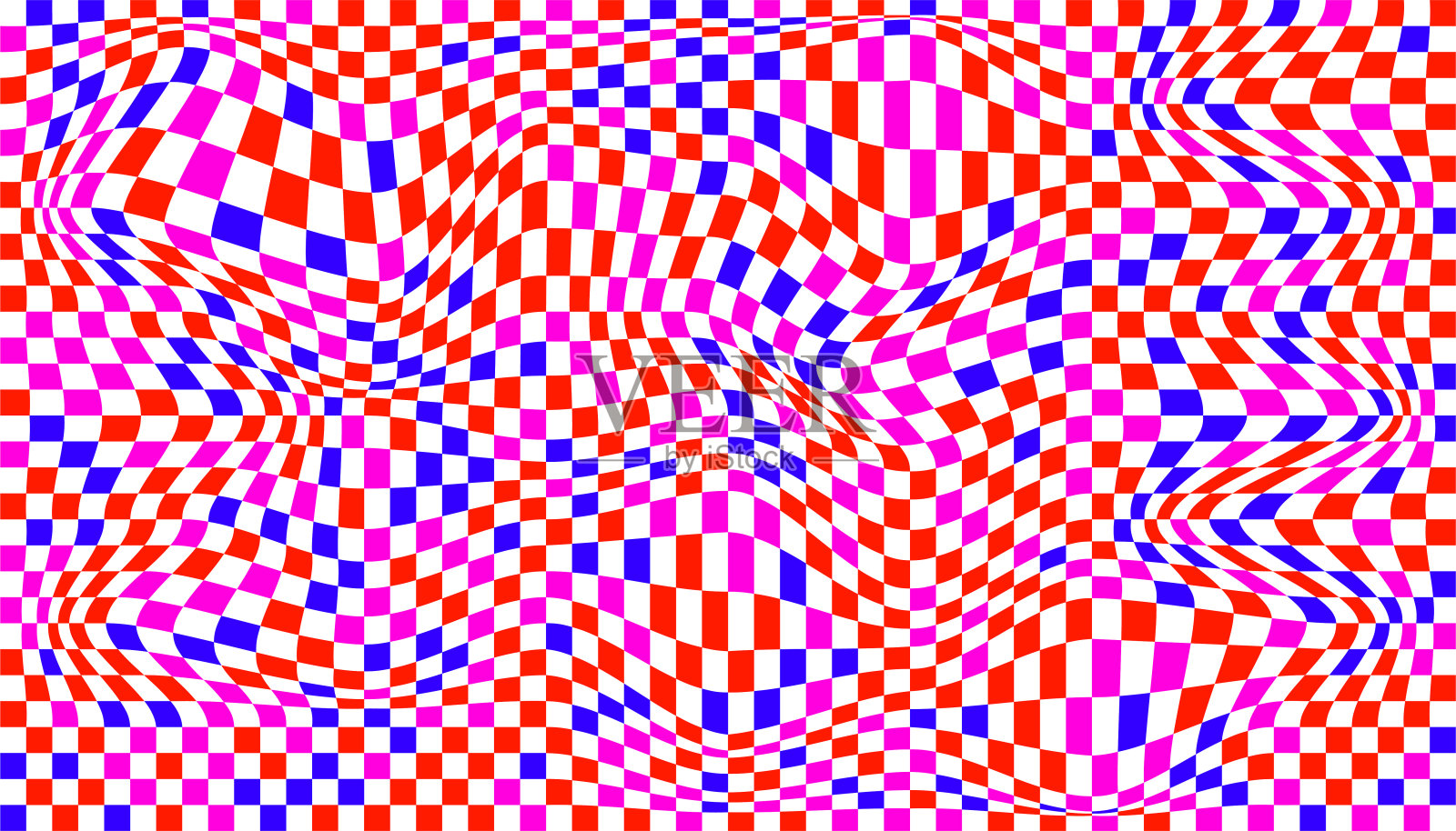 扭曲的表面。象棋背景失真。视错觉横幅插画图片素材