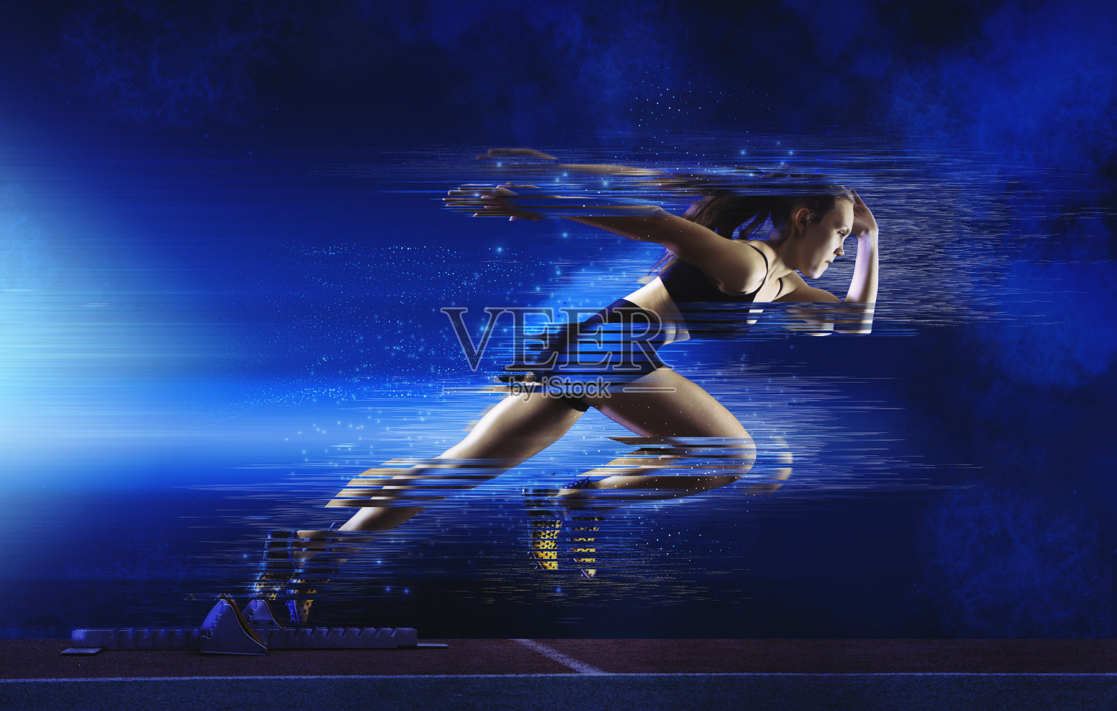 女子短跑运动员出发照片摄影图片