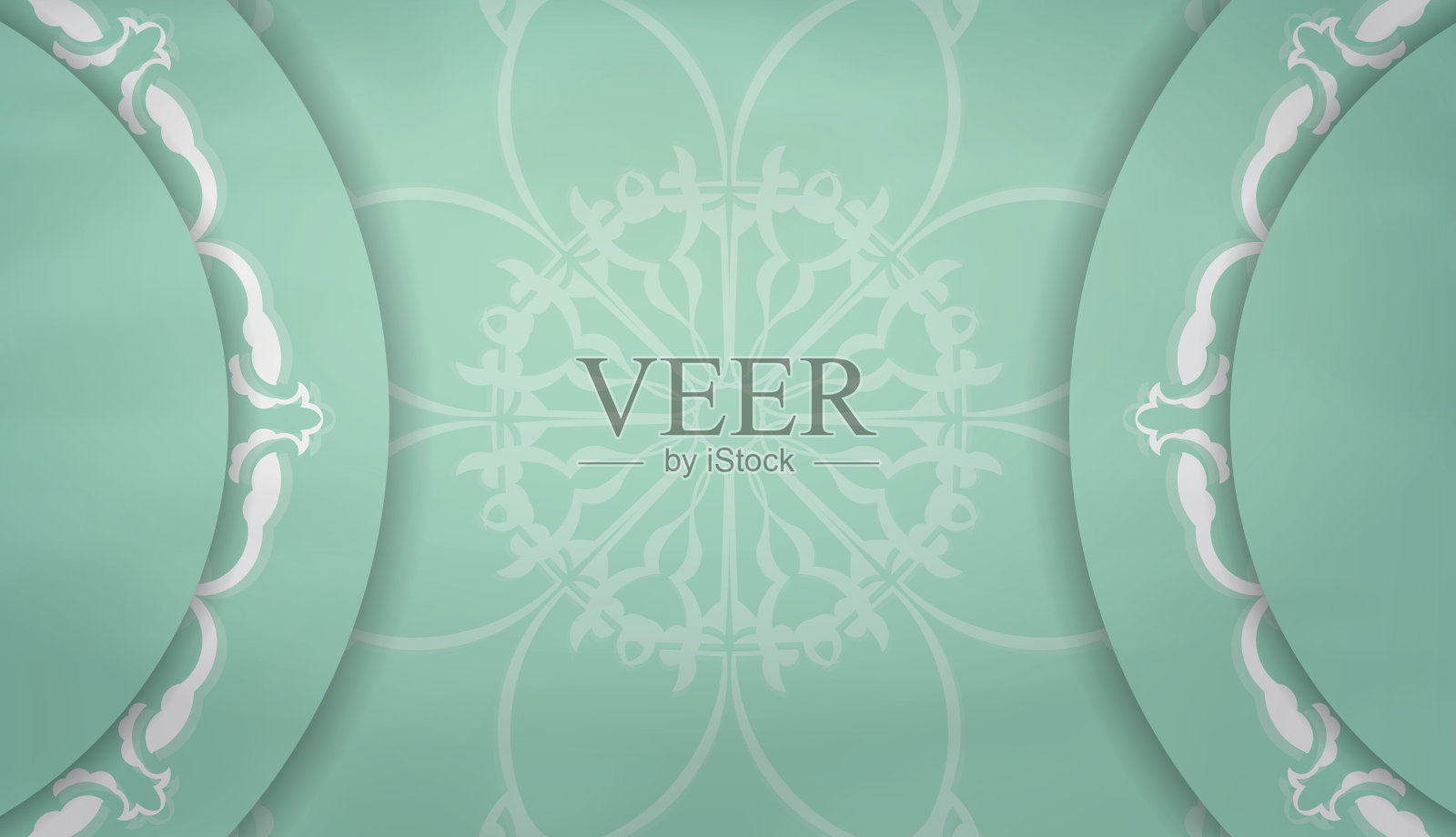 薄荷色旗帜与印度白色图案和文本空间插画图片素材