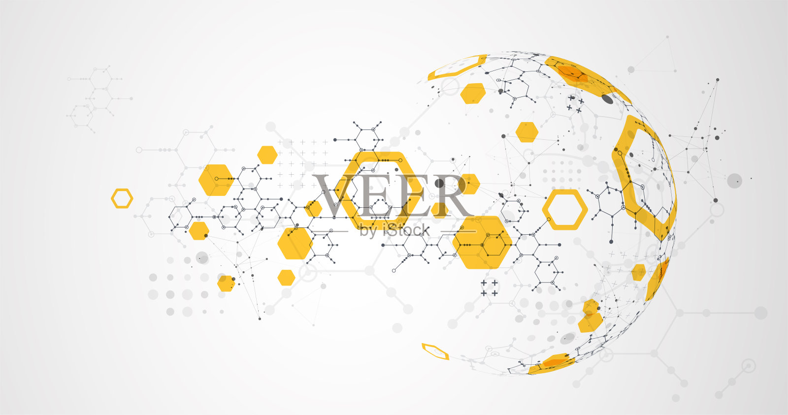 现代科学或技术使用六角形抽象背景。向量。插画图片素材