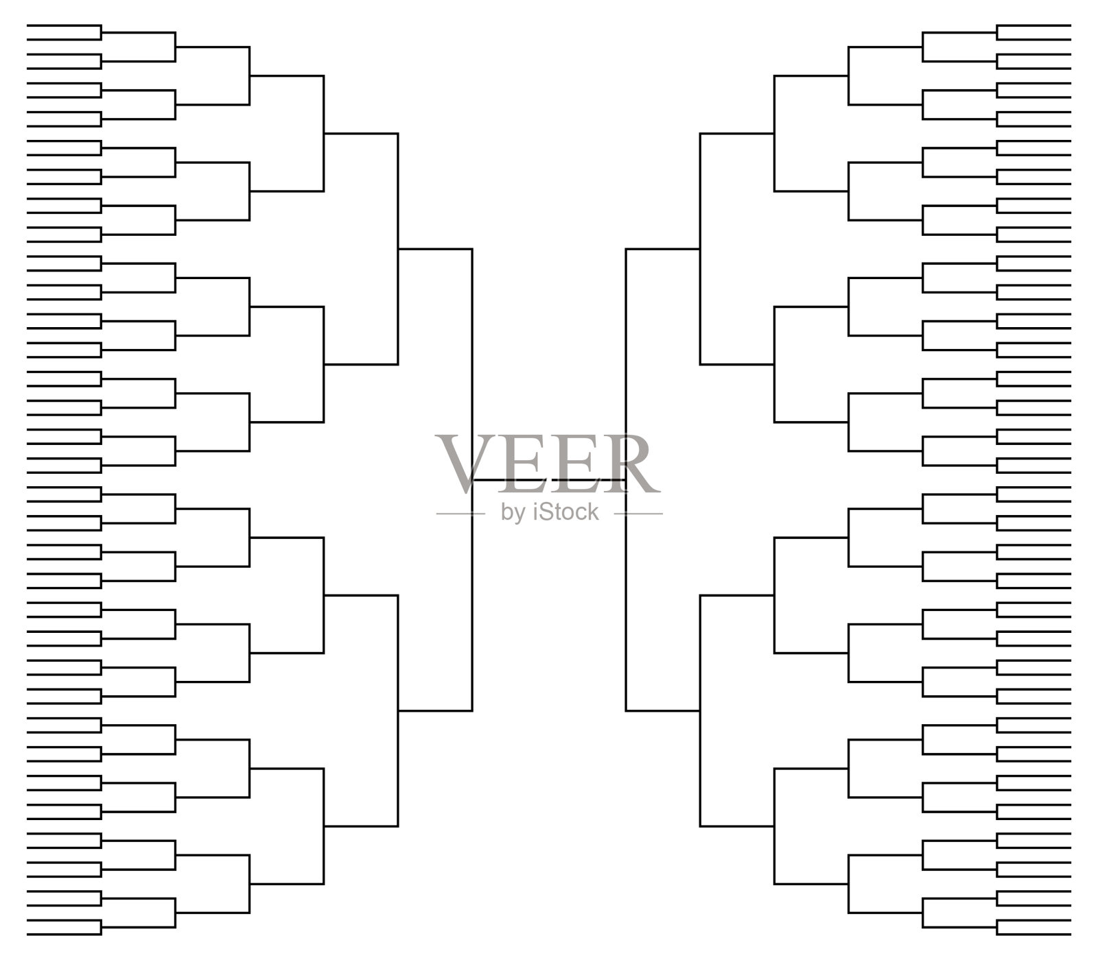 托架比赛。篮球或足球队的支架锦标赛。运动的空白模板。32支队伍参加比赛。冠军赛，决赛。模型的游戏。向量插画图片素材