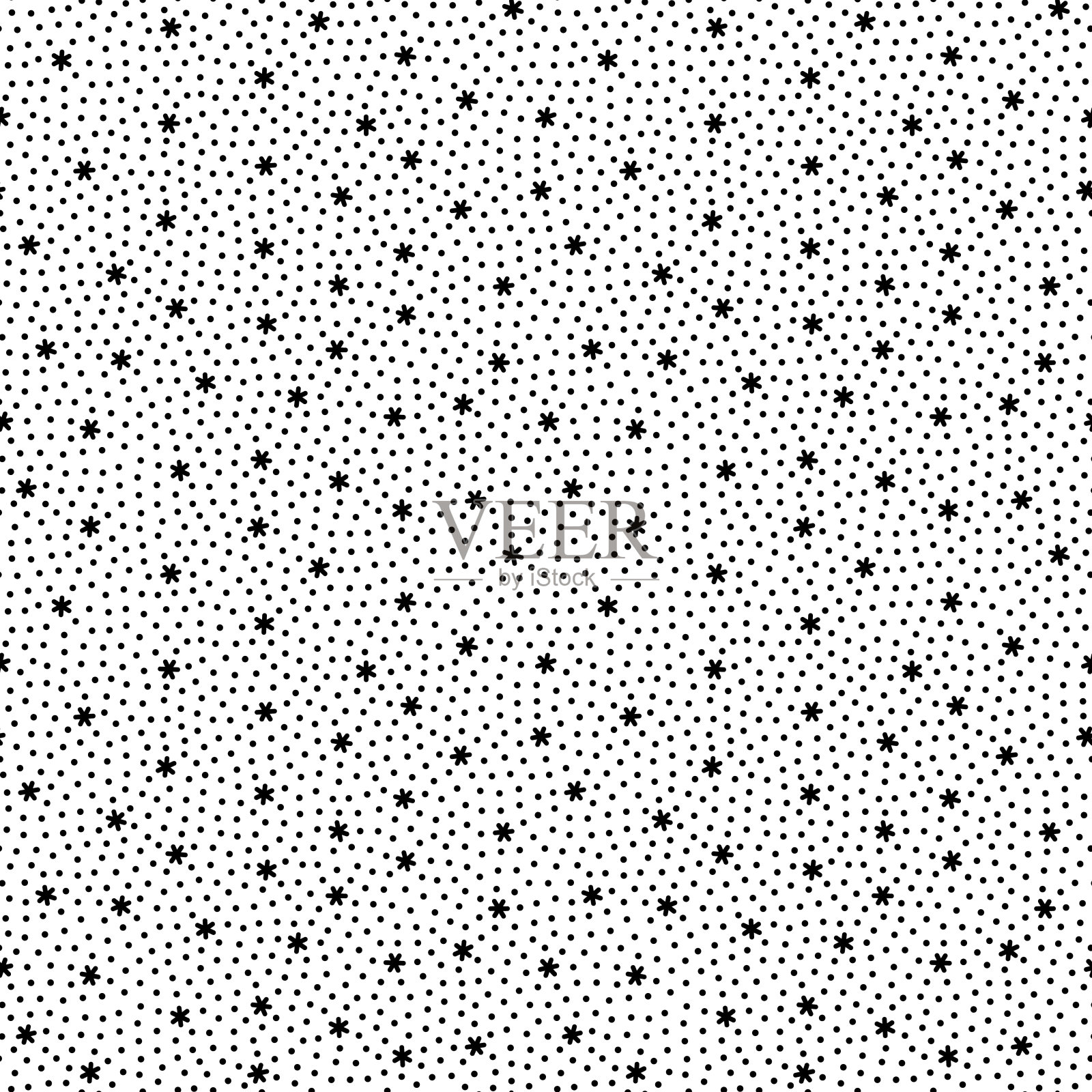 圣诞涂鸦雪花和点彩纸无缝图案。简单的黑白冬季雪纹理背景。插画图片素材