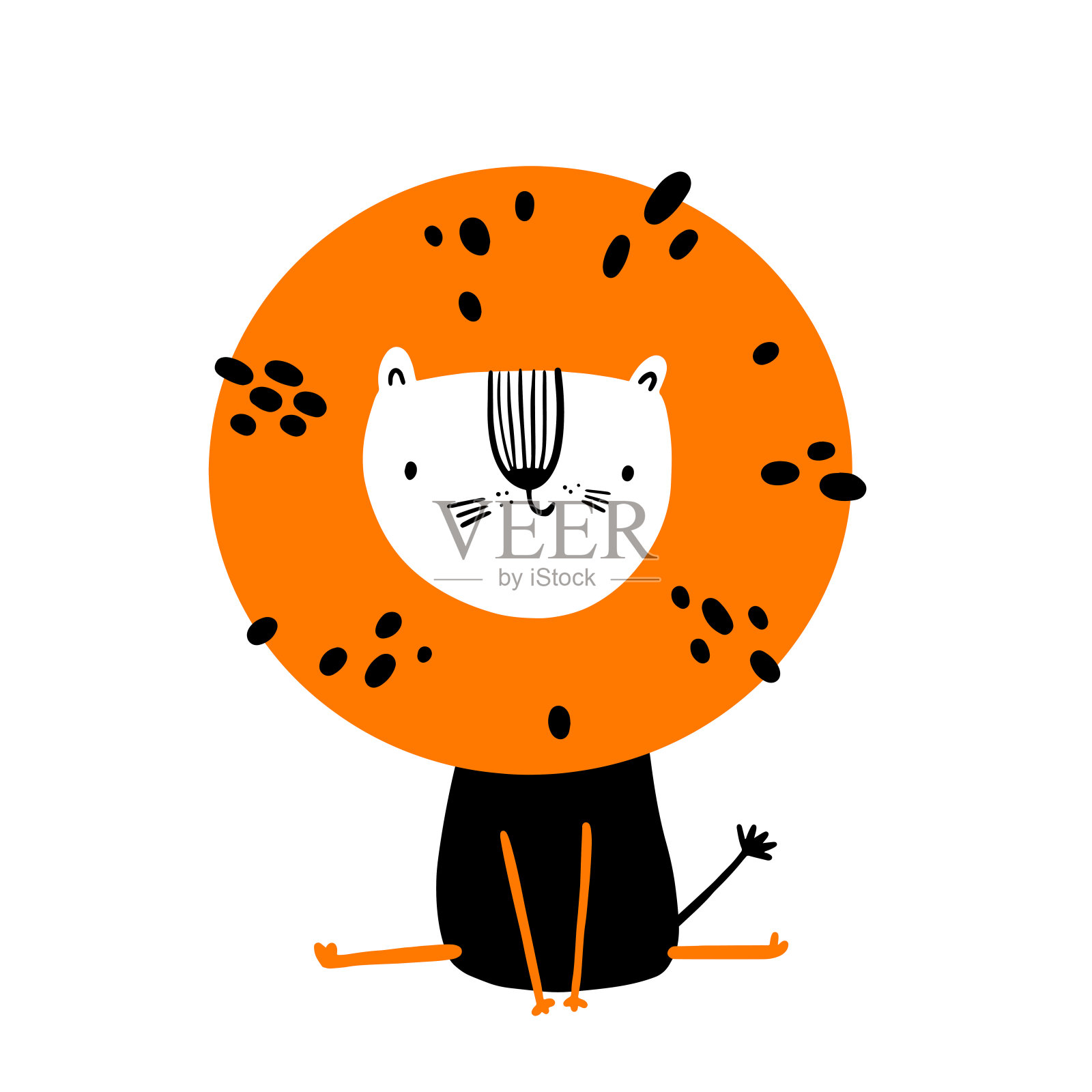 可爱的手绘卡通狮子人物插画图片素材