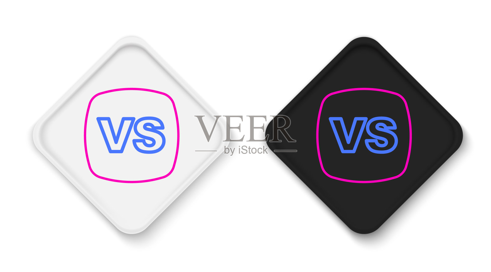 线条VS对战图标孤立在白色背景上。竞争vs比赛，格斗vs运动。色彩斑斓的轮廓的概念。向量图标素材