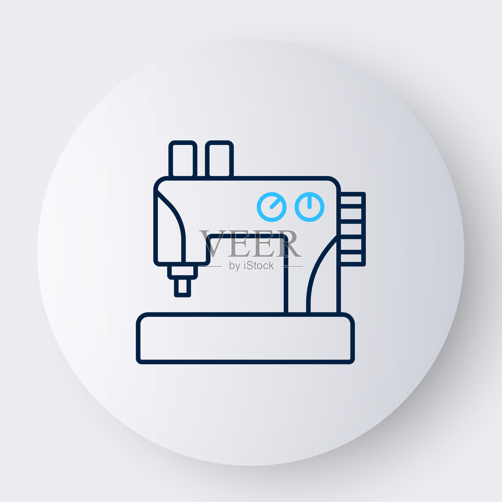 线缝纫机图标孤立在白色背景上。色彩斑斓的轮廓的概念。向量图标素材