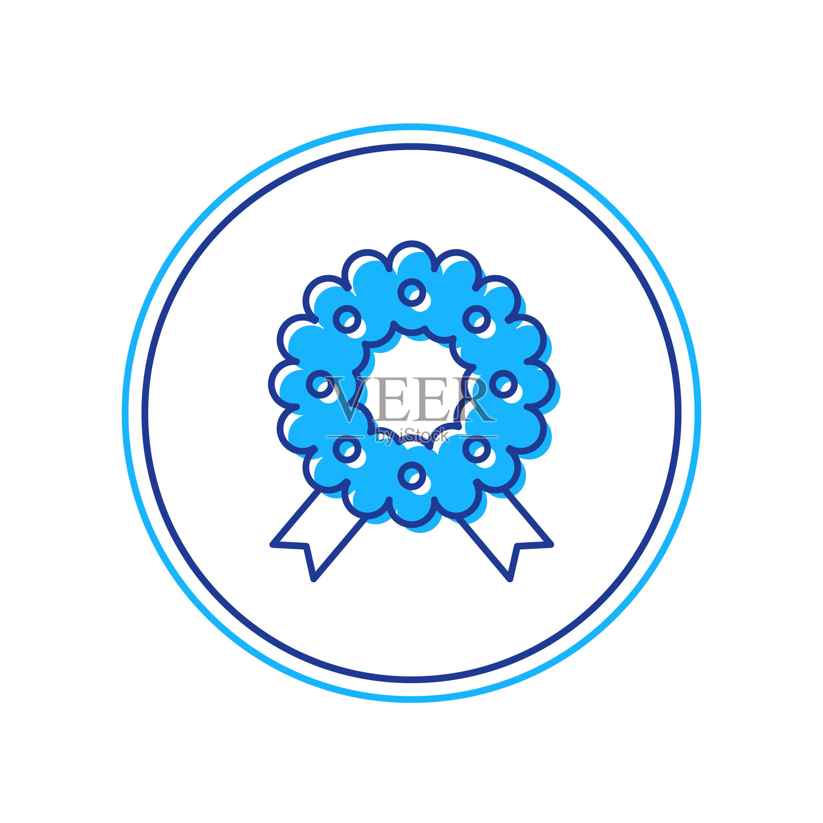 填充轮廓圣诞花环图标孤立在白色背景。圣诞快乐，恭贺新禧。向量插画图片素材