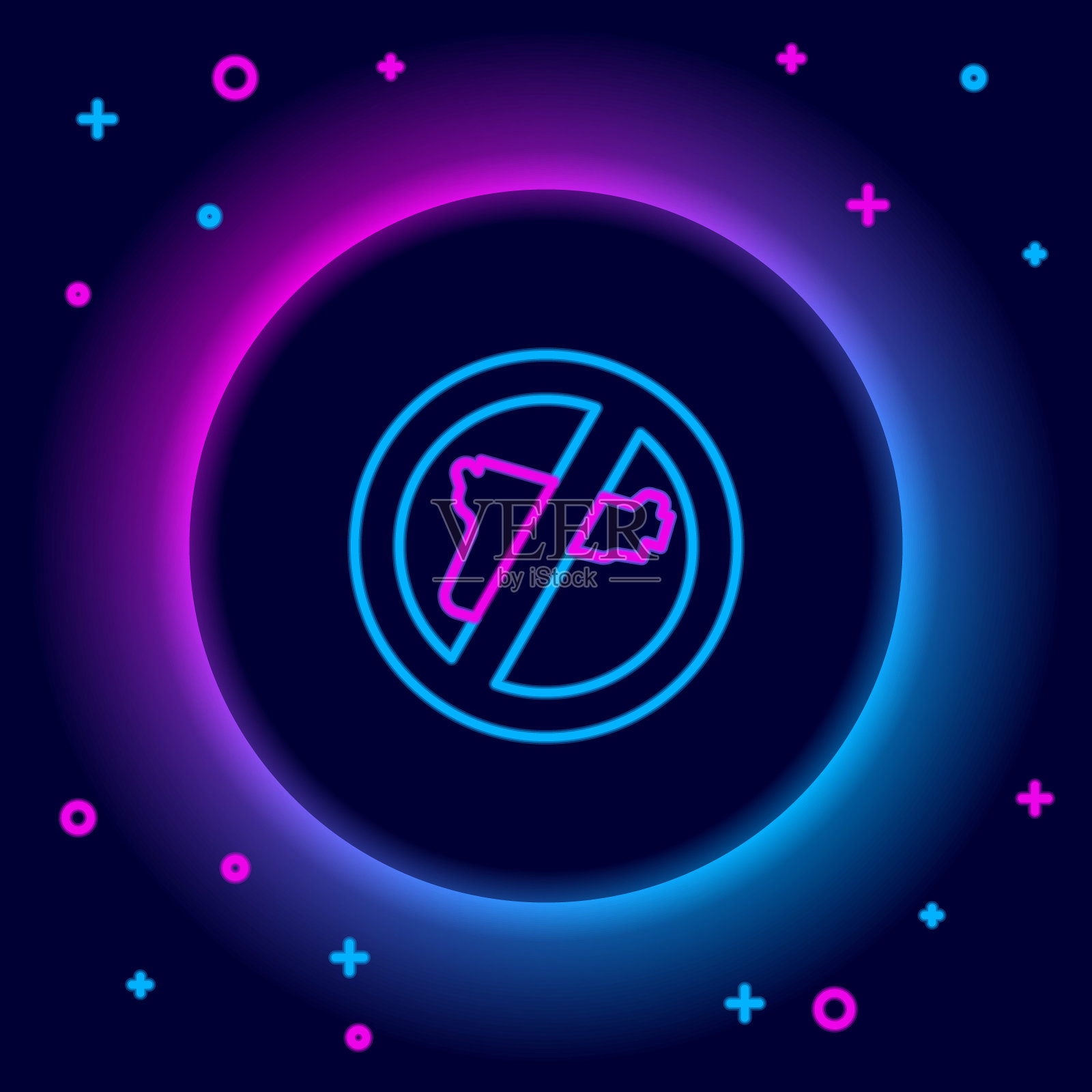 没有战争图标孤立在黑色背景上。和平的象征。色彩斑斓的轮廓的概念。向量插画图片素材