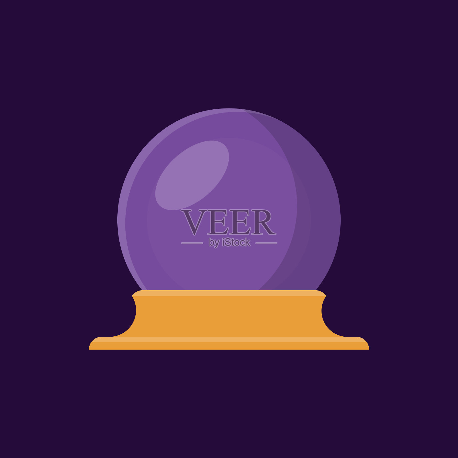 紫色魔术球在平面风格，矢量插画图片素材