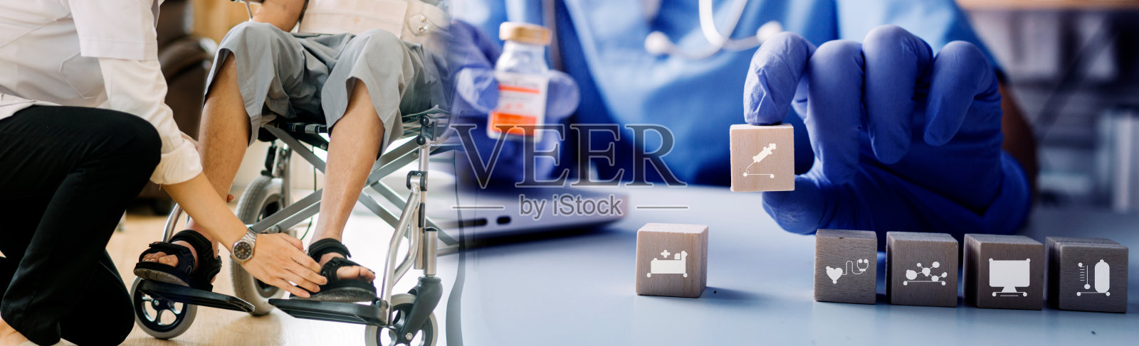 理疗师帮老年妇女在跑步机上玩把手照片摄影图片