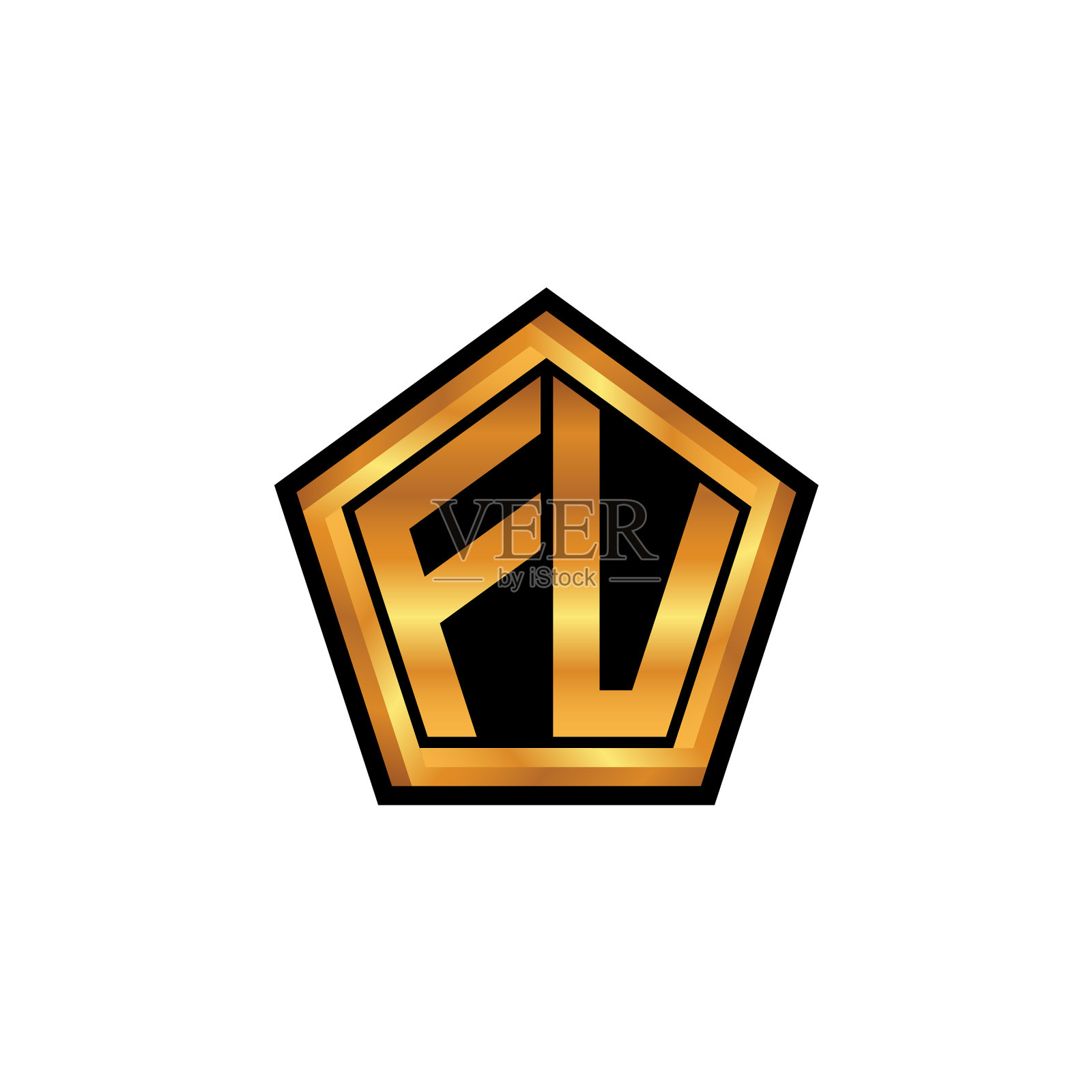 徽标字母几何金色风格插画图片素材