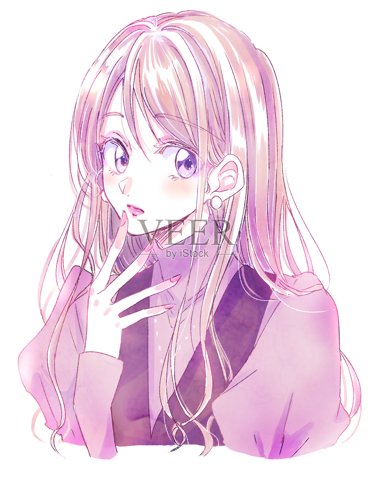 一个年轻和可爱的女人的插图插画图片素材