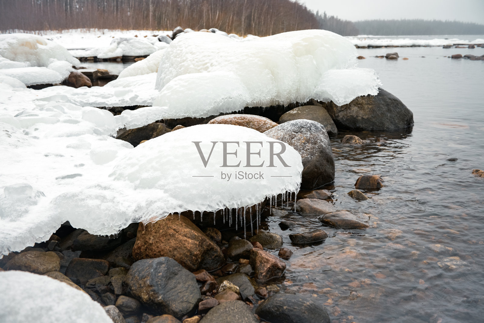 拉多加湖的冬季景观照片摄影图片