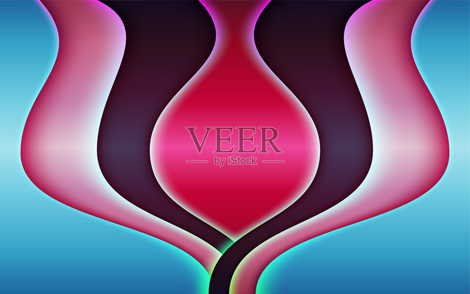 明亮的几何蓝色和粉红色梯度背景与红线图案纹理壁纸横幅海报或打印模板。直线饱和彩色矢量插图插画图片素材