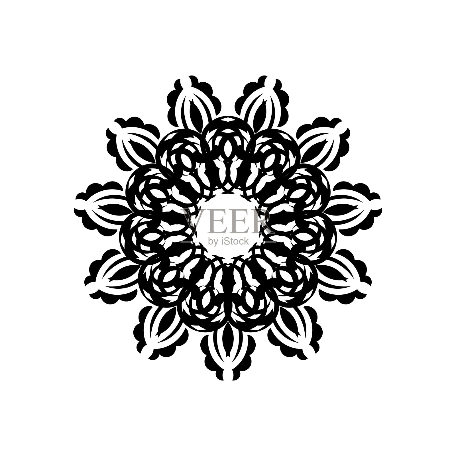 圆形的抽象装饰。奢华的模式与花边图案。孤立。插画图片素材