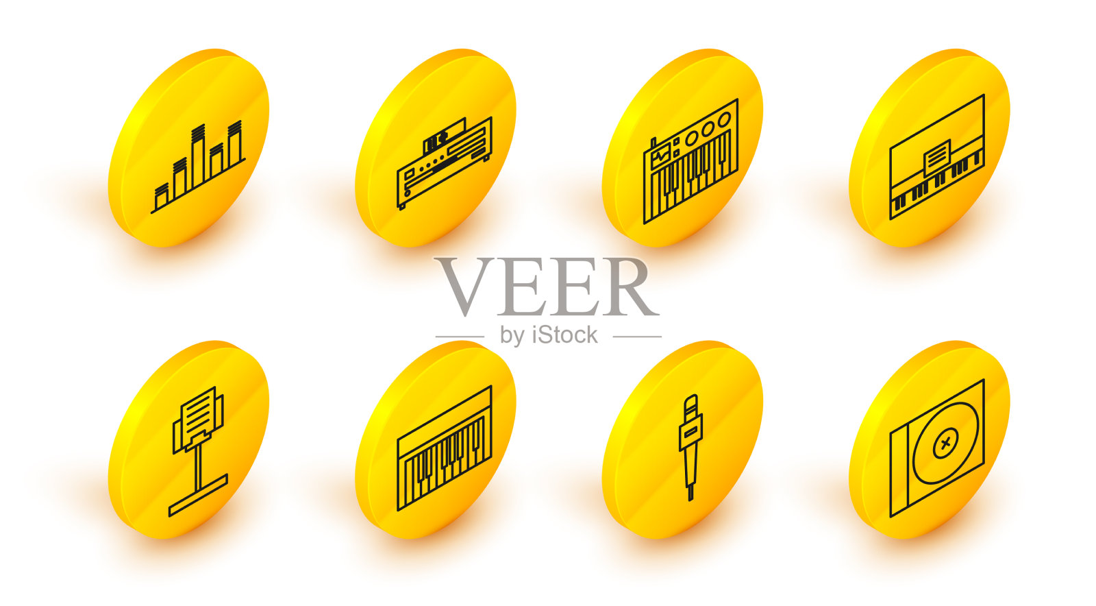 设置线CD或DVD光盘麦克风音乐图标素材