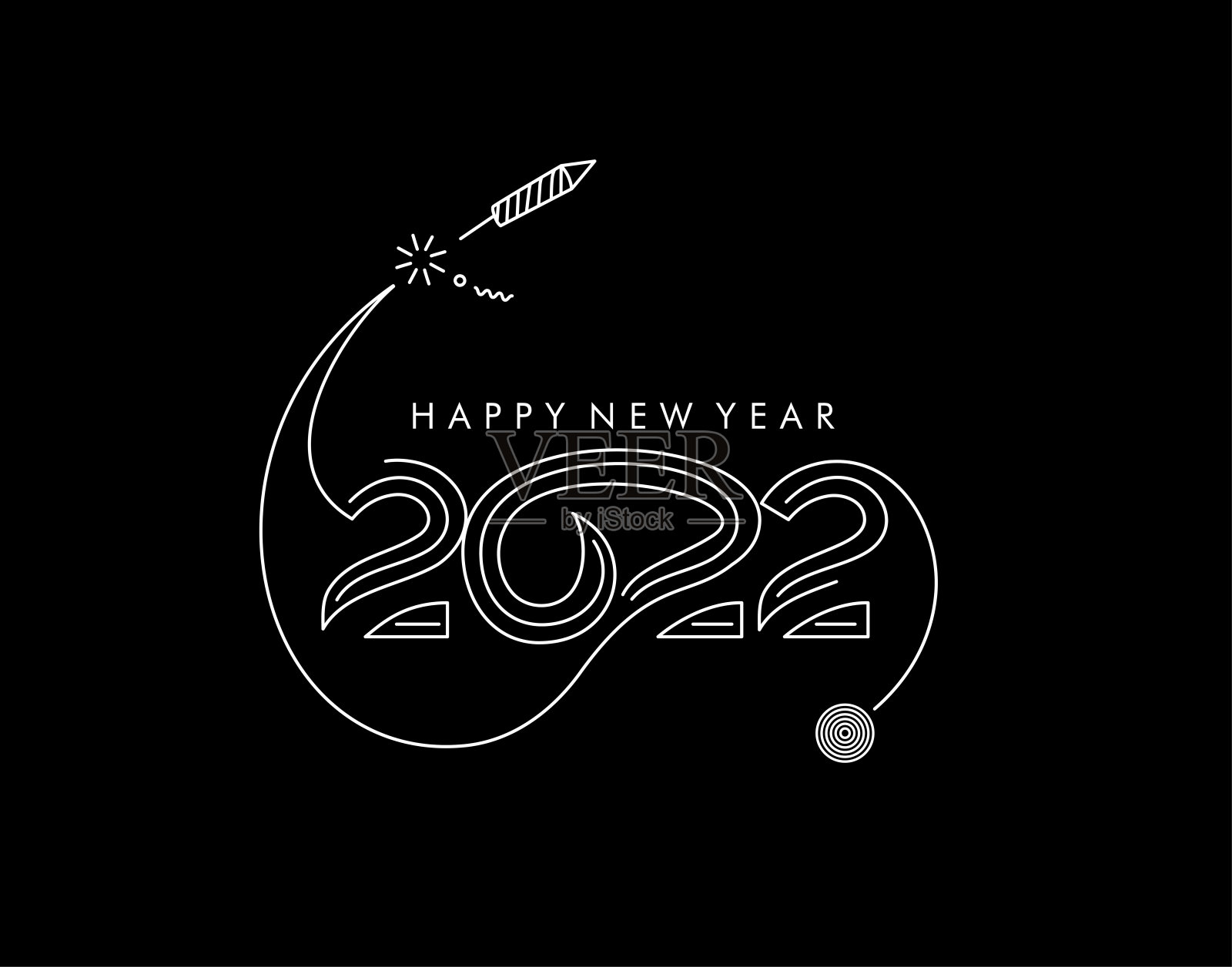 2022年新年文字排版设计插图。插画图片素材