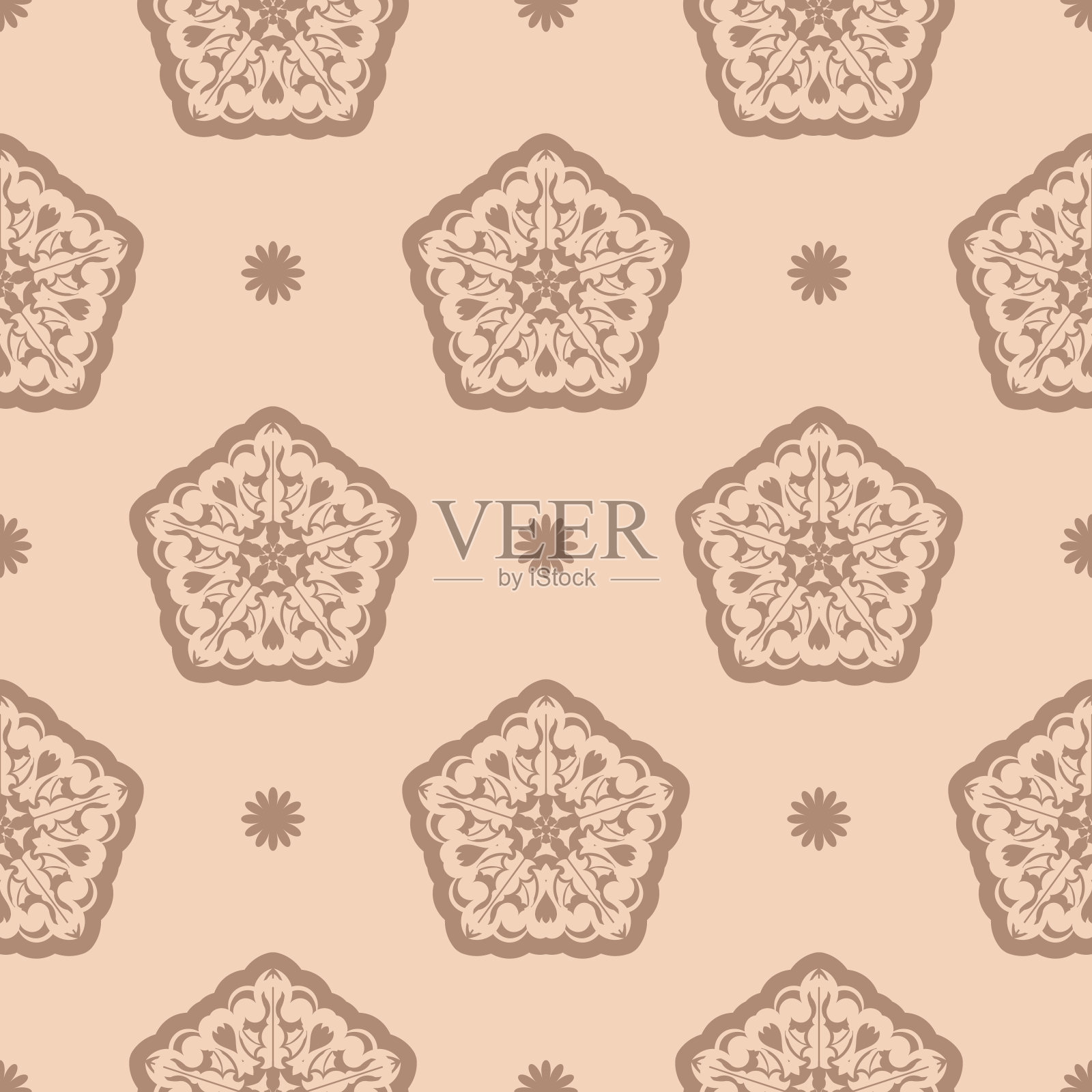 无缝几何线条图案在东方或阿拉伯风格。适合做背景、印花、服装和纺织品。矢量插图。插画图片素材