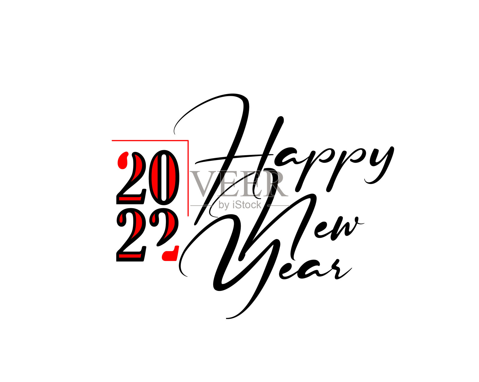 新年快乐2022文本排版设计模式，矢量插图。插画图片素材