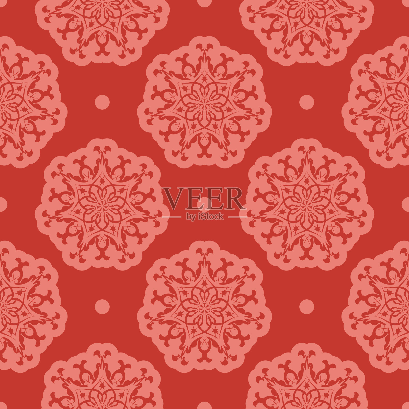 红色圣诞无缝图案点缀。适用于封面、织物、明信片和印刷。矢量插图。插画图片素材