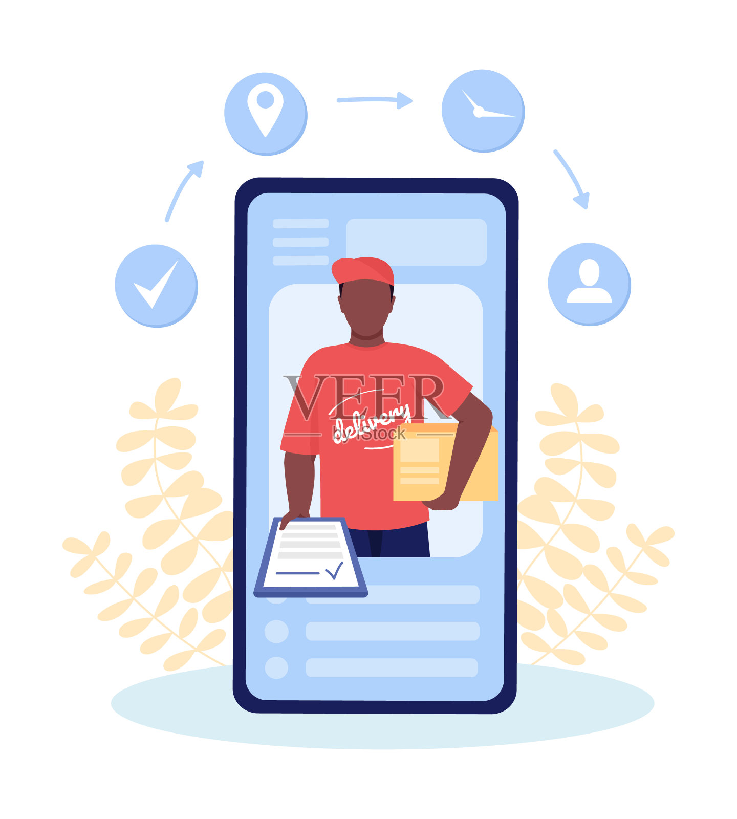 配送服务应用平面概念矢量插图插画图片素材