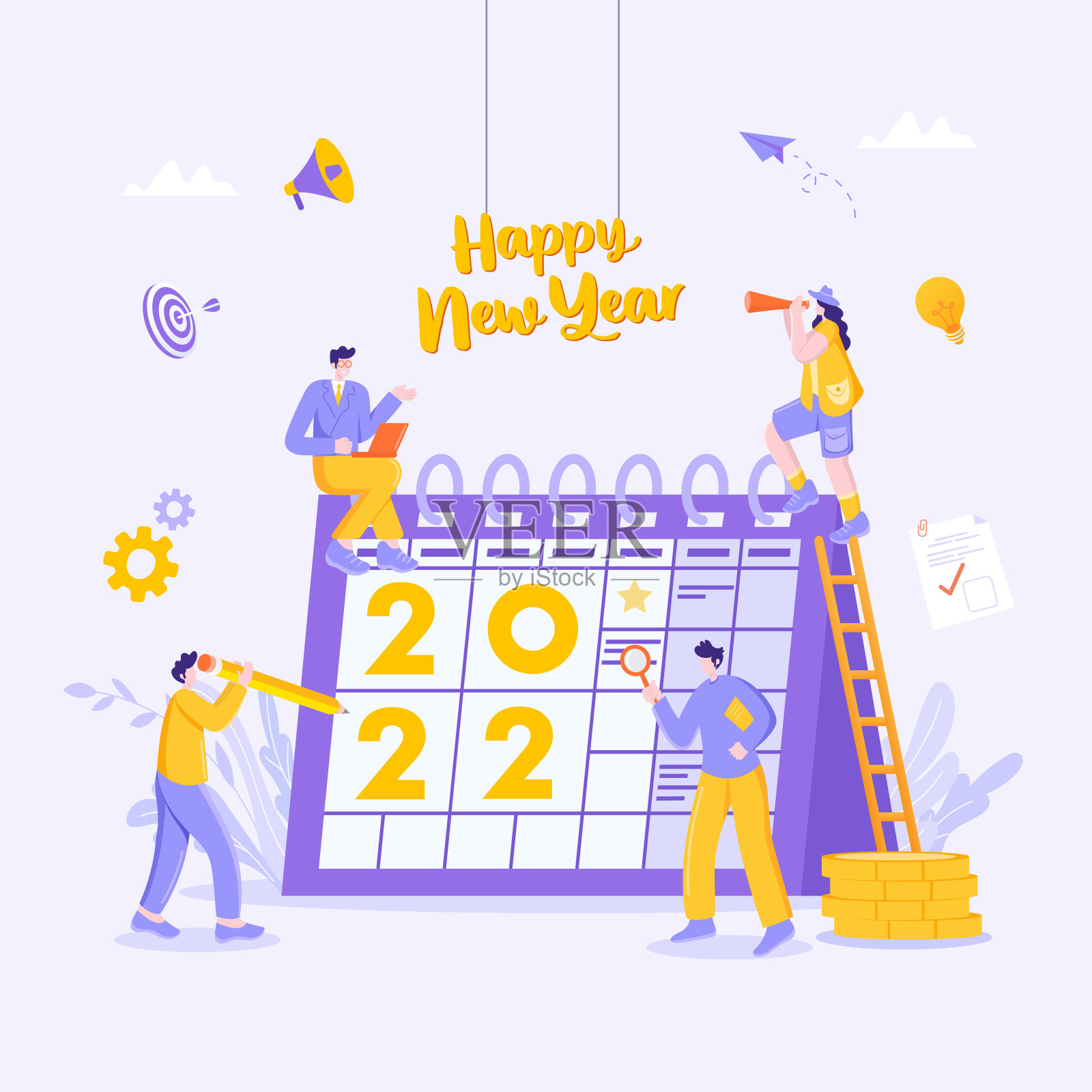 2022年业务目标概念说明插画图片素材