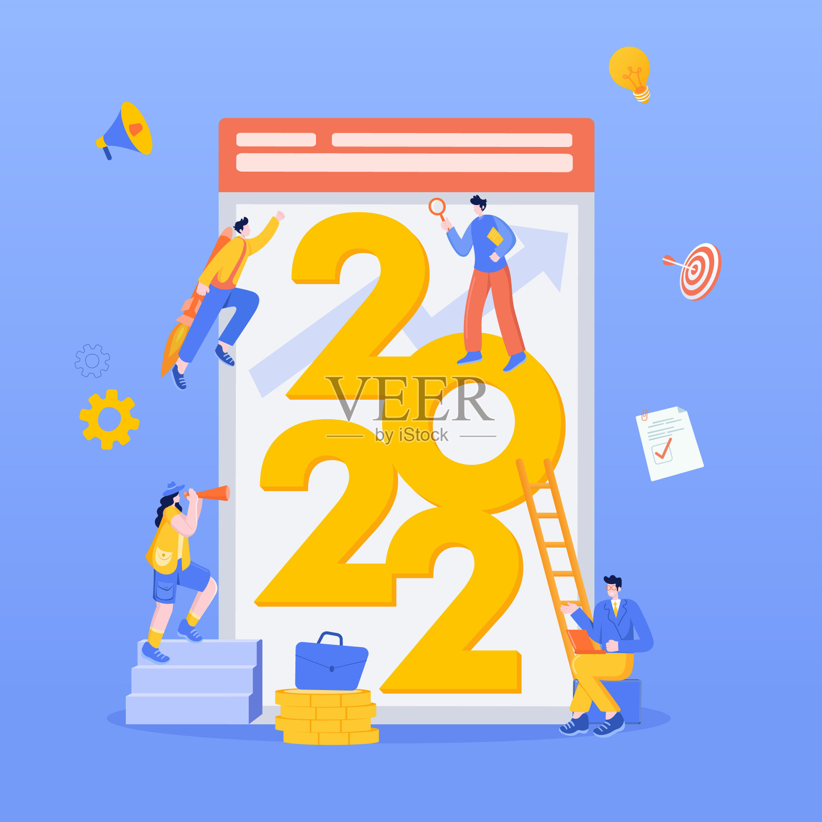 2022年业务目标概念说明插画图片素材