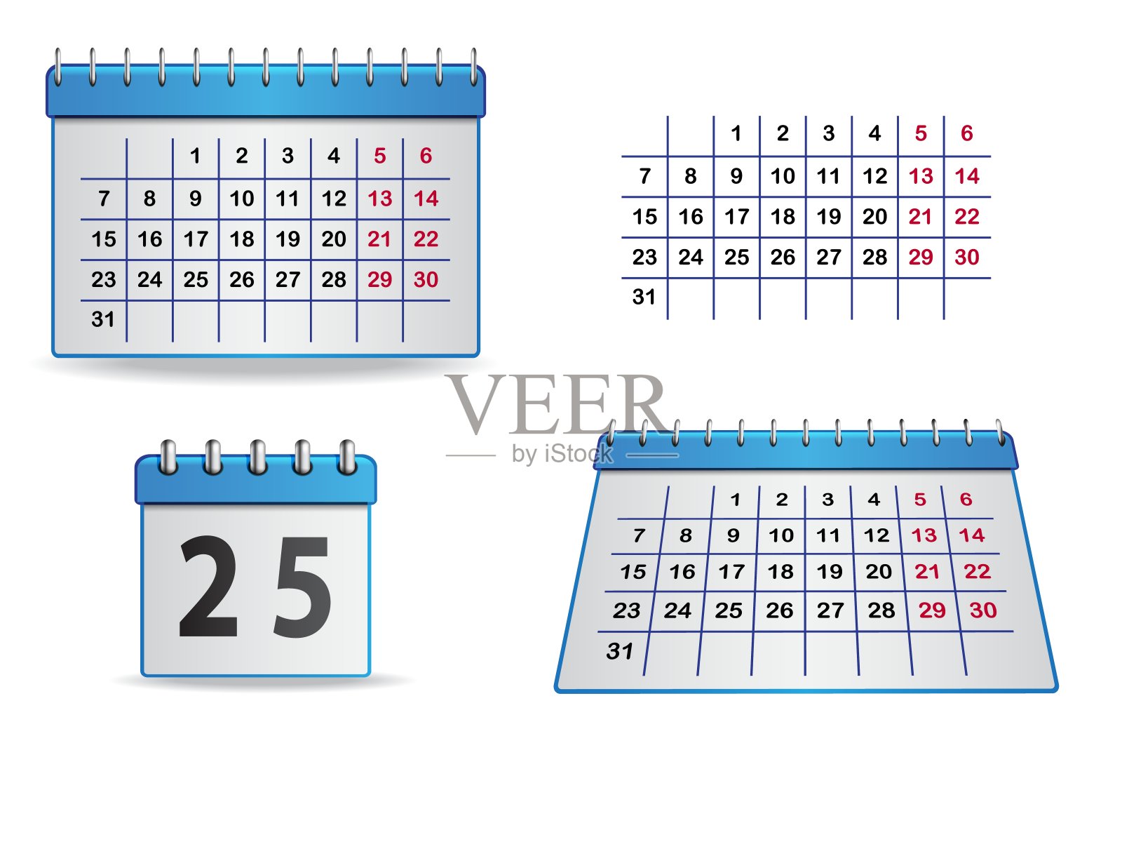 带有数字的月历插画图片素材