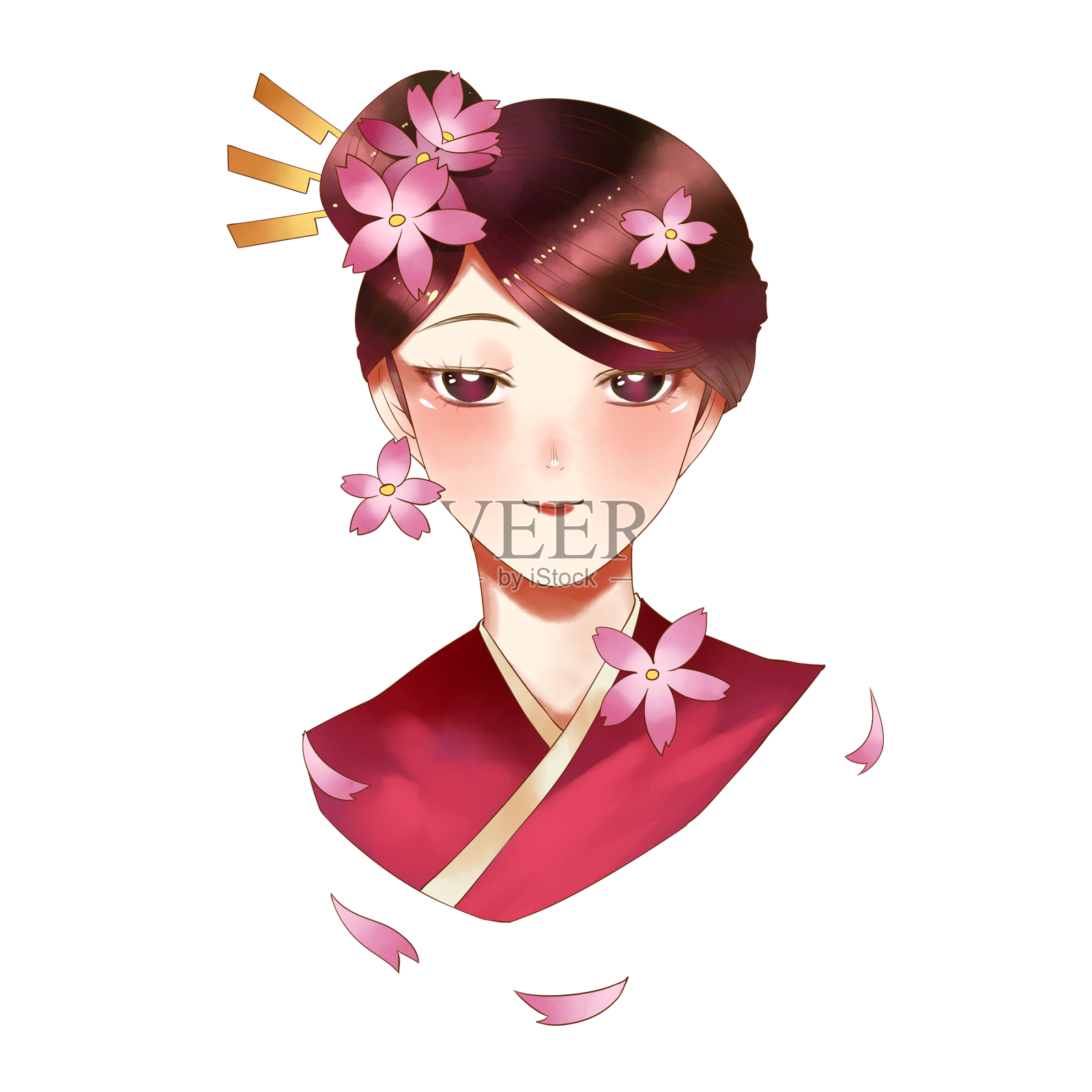 鲜花与美女女神节设计元素图片