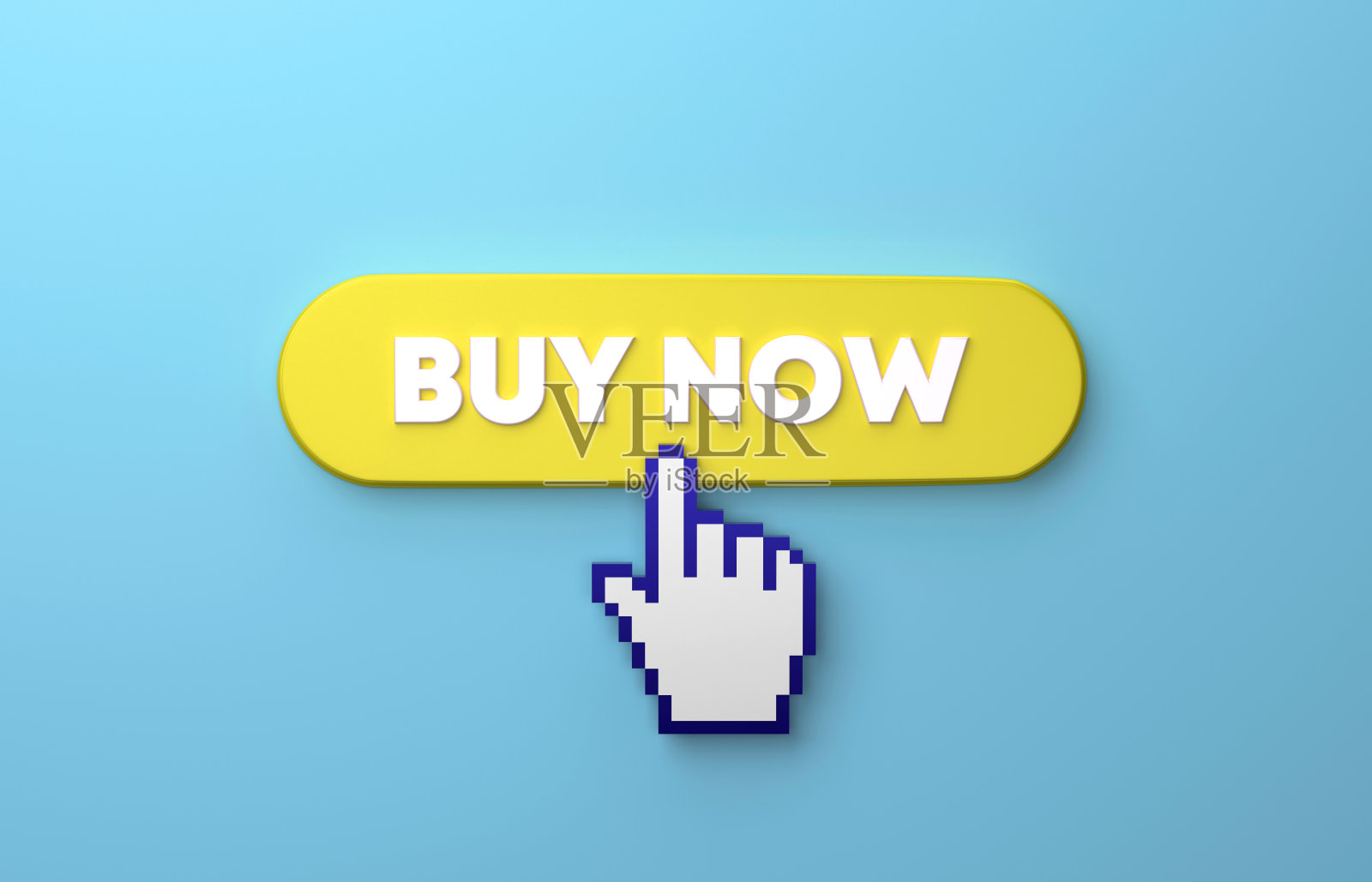 光标按在黄色的“立即购买”按钮上照片摄影图片