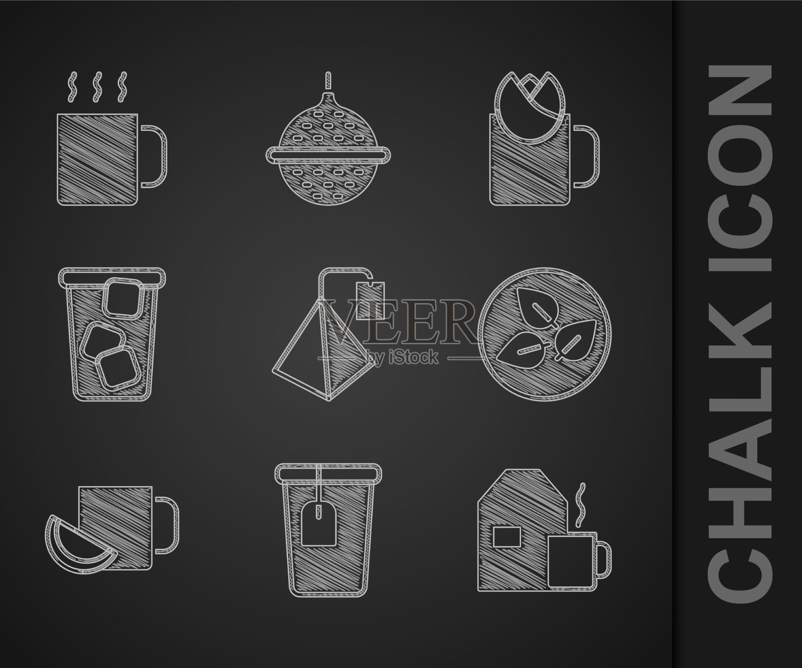 用奶叶柠檬茶装茶袋杯图标素材