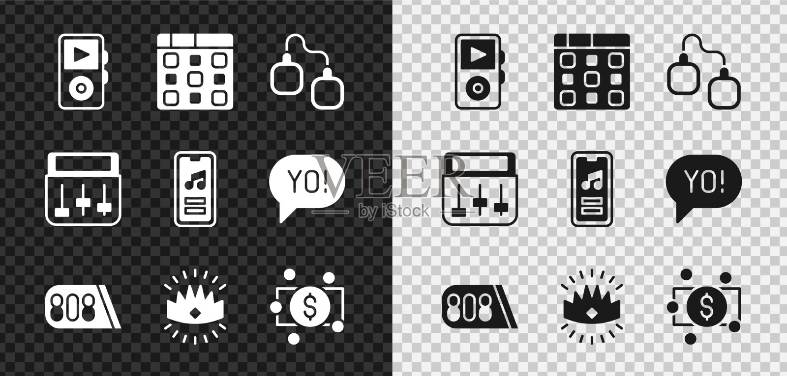 设置音乐播放器，鼓机，音乐手铐图标素材