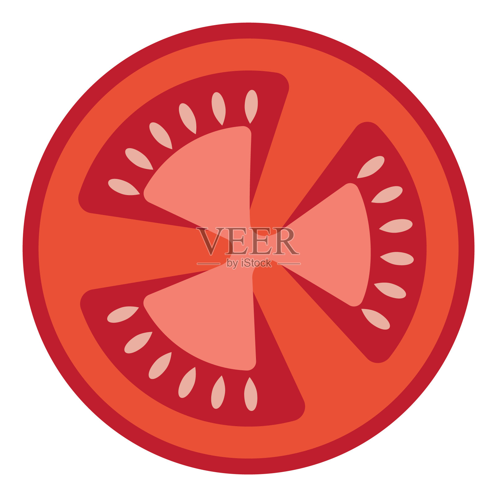 意大利食物新鲜的红色多汁的番茄平面矢量插图。插画图片素材