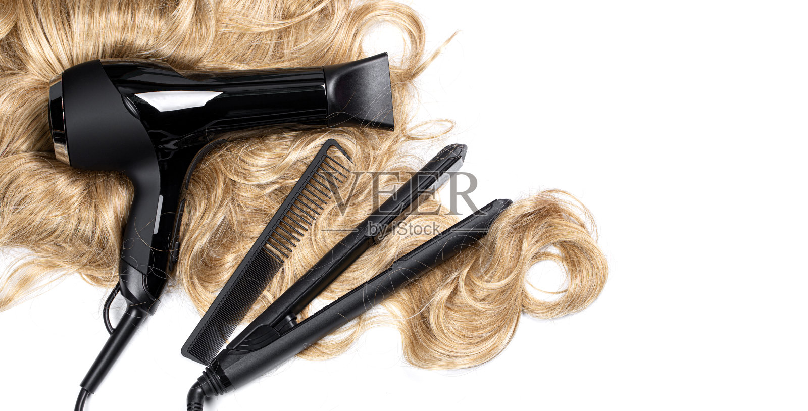 用于长发护理的美发配件照片摄影图片